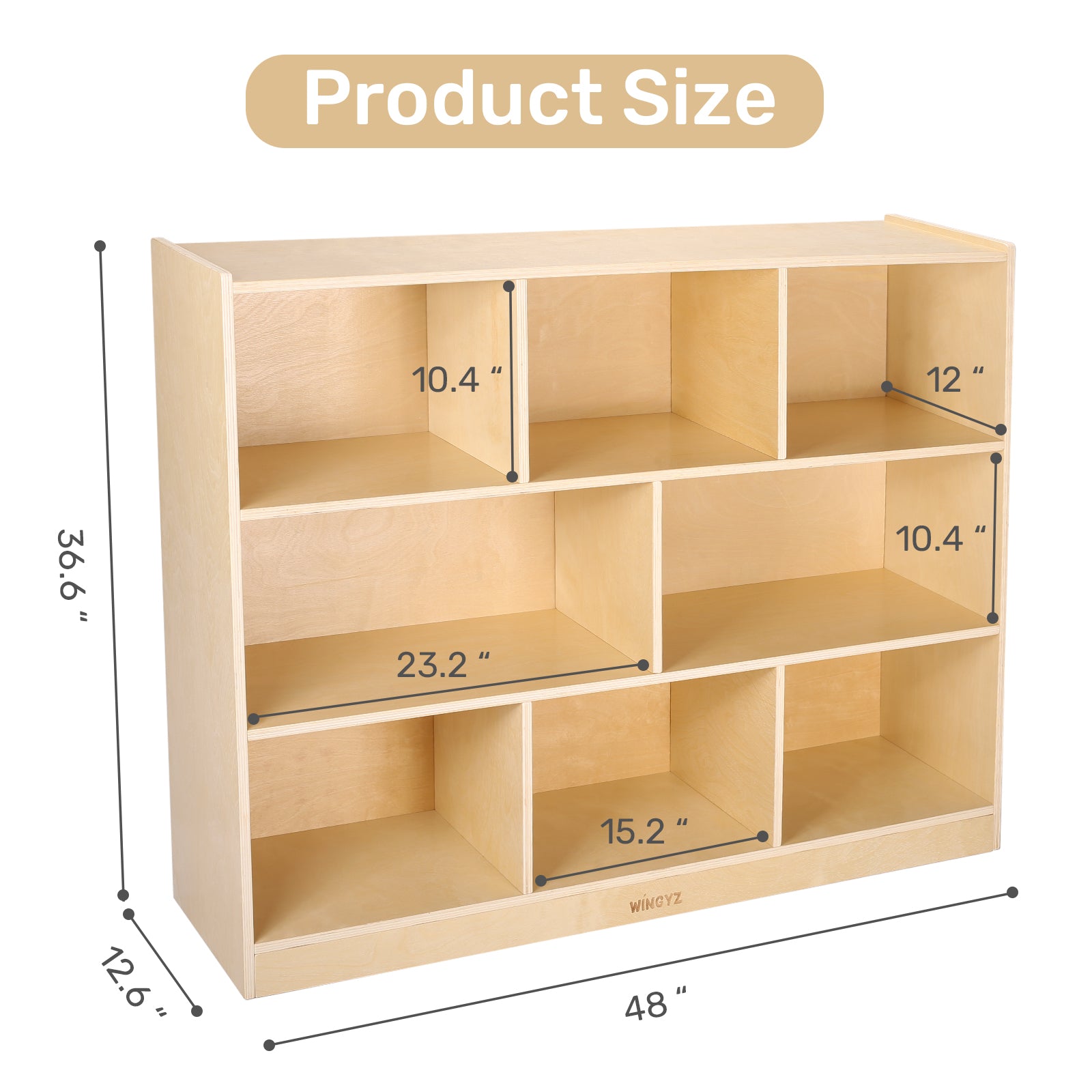Sweet Time Wooden Storage Cabinet 3 Tier Bookshelf Kid Toy Organizer Book Shelf for Playroom Classrooms