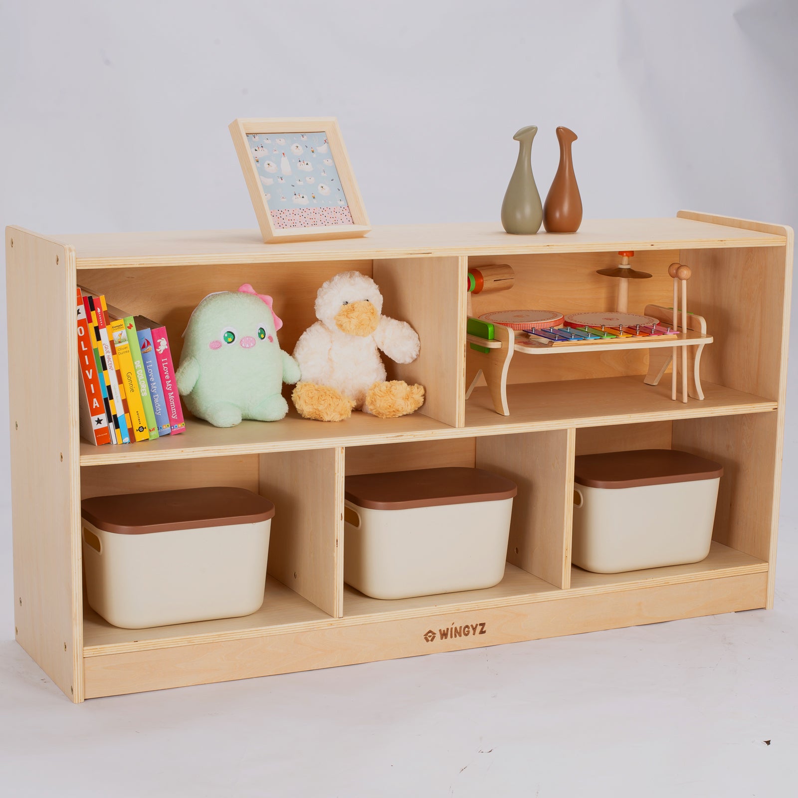 Sweet Time Montessori Bookshelf Storage Organizer Book Shelf for Child Playroom Preschool Classroom