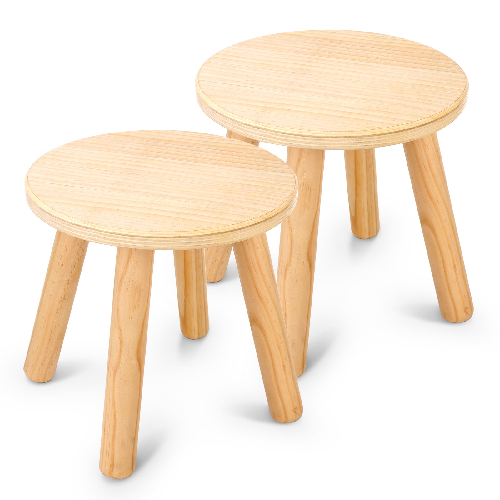 Sweet Time Wooden Step Stools for Kids, Multi-use Solid Children Chair for Sensory Table, 10inch Milking Stools