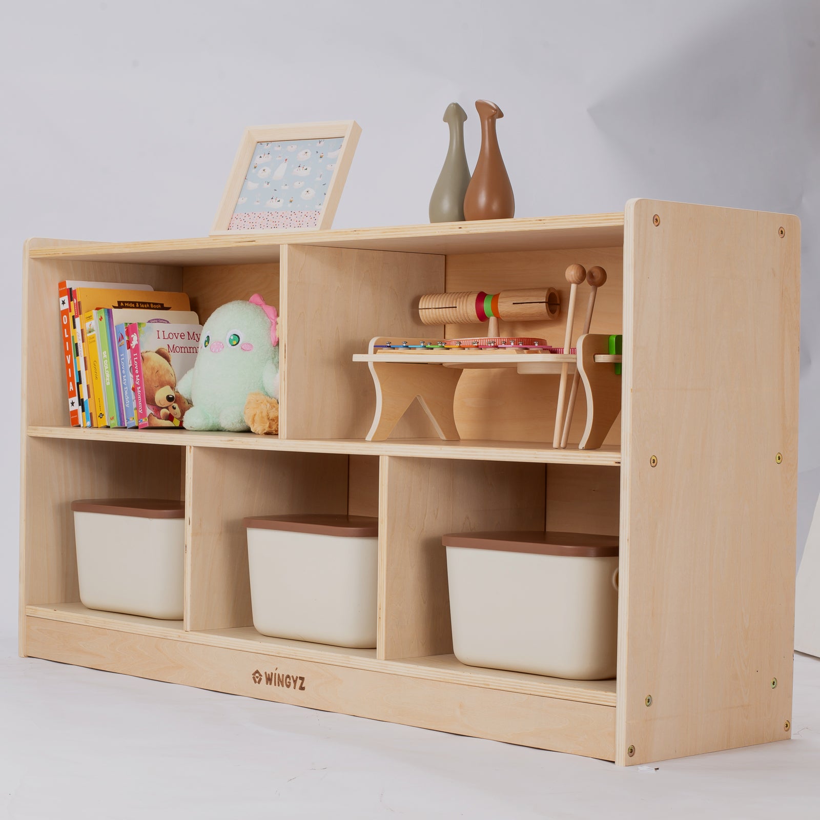 Sweet Time Montessori Bookshelf Storage Organizer Book Shelf for Child Playroom Preschool Classroom