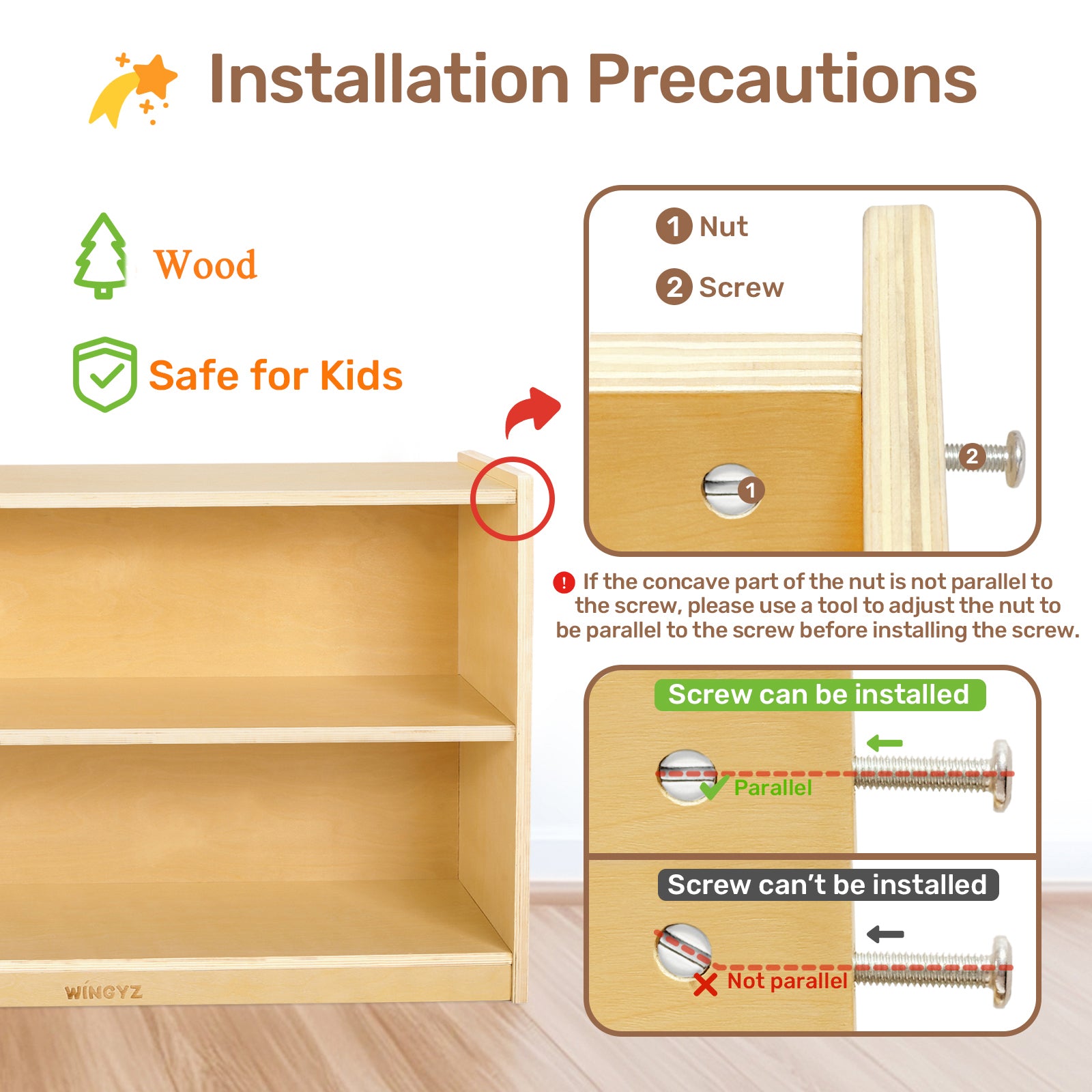 Sweet Time Wooden Storage Cabinet Kids Toy Storage Organizer Book Shelf for Child Playroom Classroom