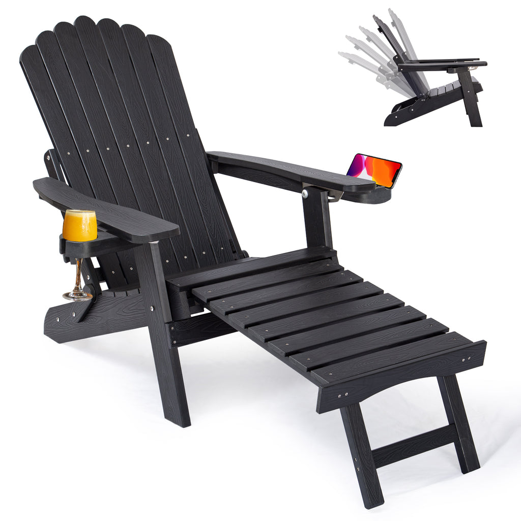 Wingyz Outdoor Adirondack Chair with Footrest, Folding Adjustable Patio Chairs for Outside Lawn Lawn Balcony