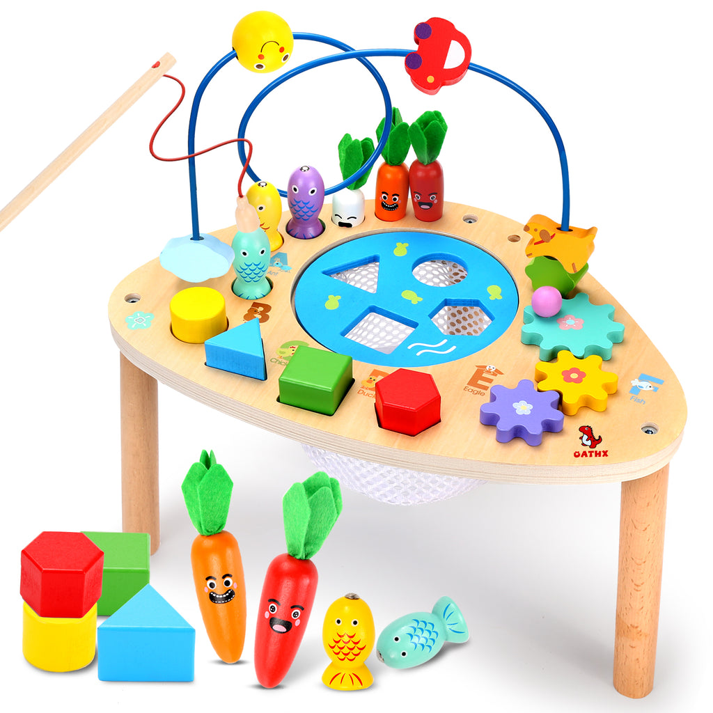 OATHX Baby Activity Table Toys Bead Mazes Board Wood Montessori Education Learn Child Birthday Gifts