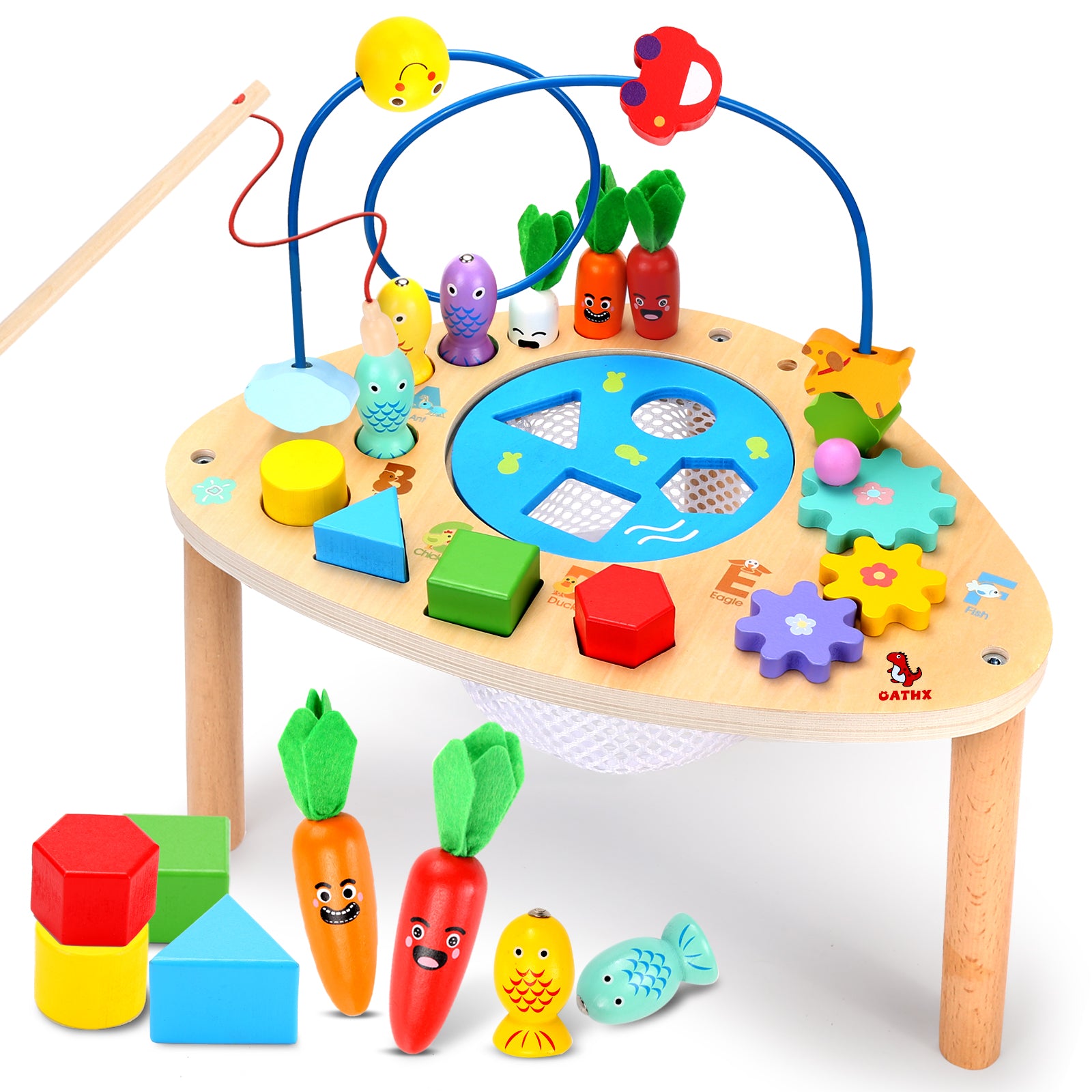 OATHX Baby Activity Table Toys Bead Mazes Board Wood Montessori Education Learn Child Birthday Gifts