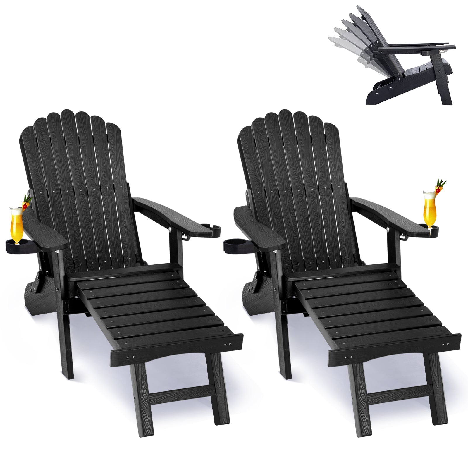 Wingyz Outdoor Adirondack Chair with Footrest, Folding Adjustable Patio Chairs for Outside Lawn Lawn Balcony