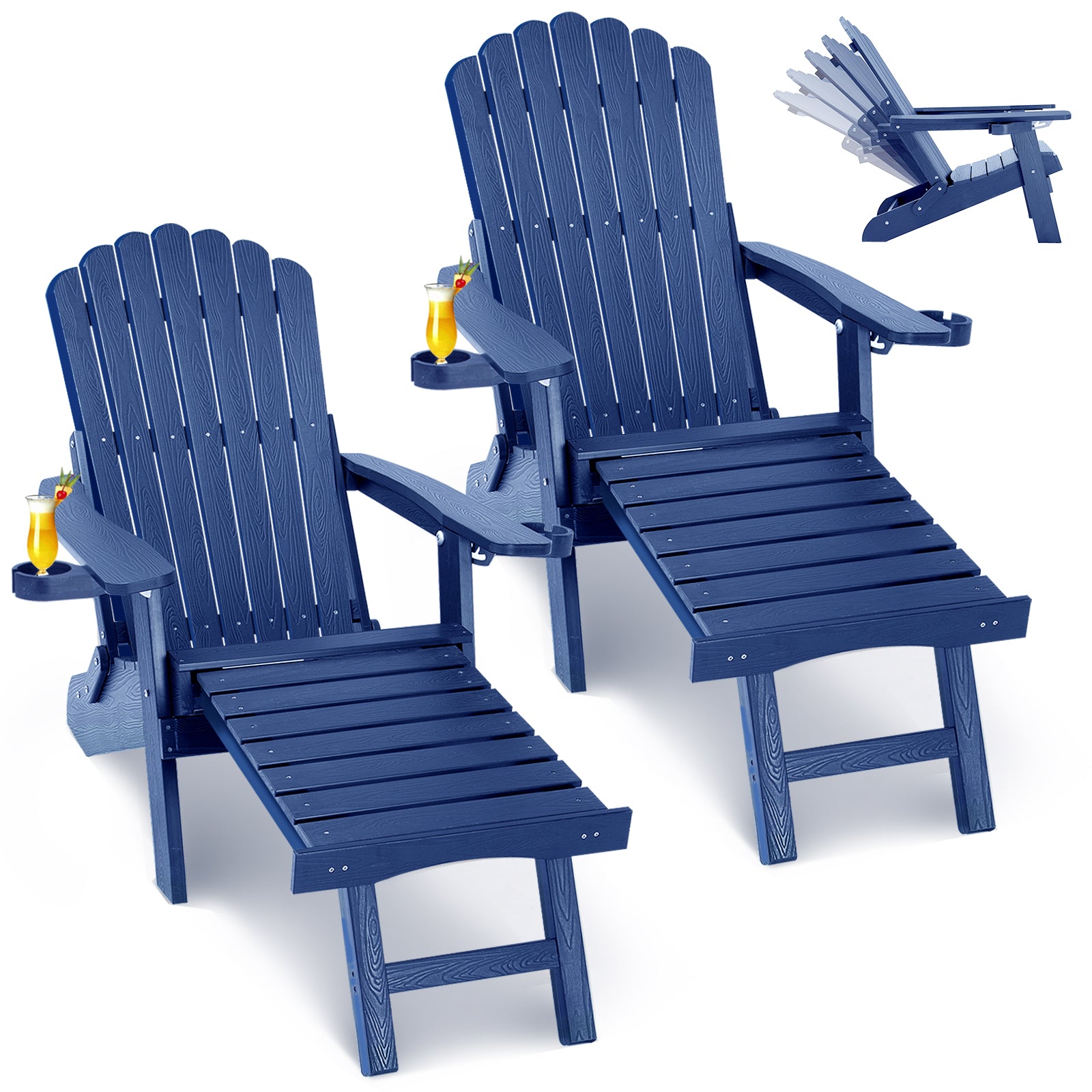 Wingyz Outdoor Adirondack Chair with Footrest, Folding Adjustable Patio Chairs for Outside Lawn Lawn Balcony