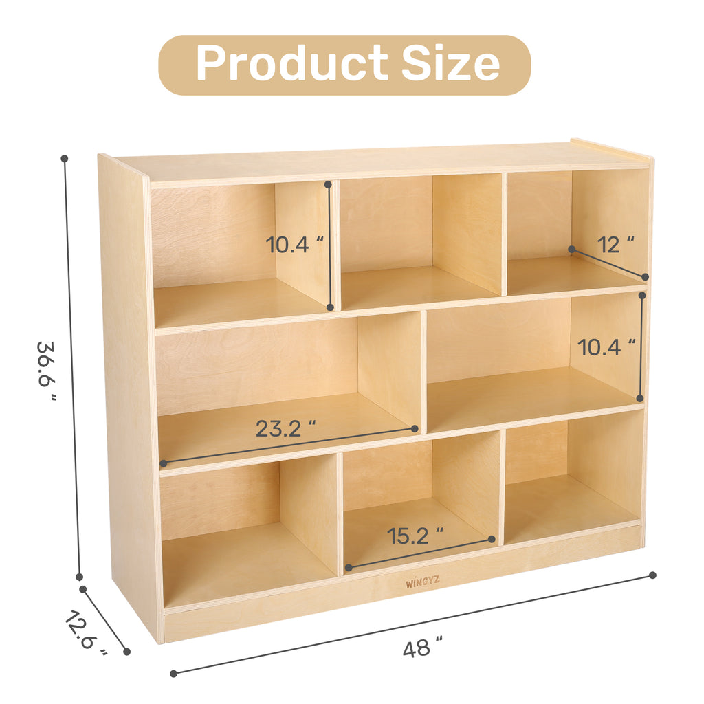 Sweet Time Wooden Storage Cabinet 3 Tier Bookshelf Kid Toy Organizer Book Shelf for Playroom Classrooms