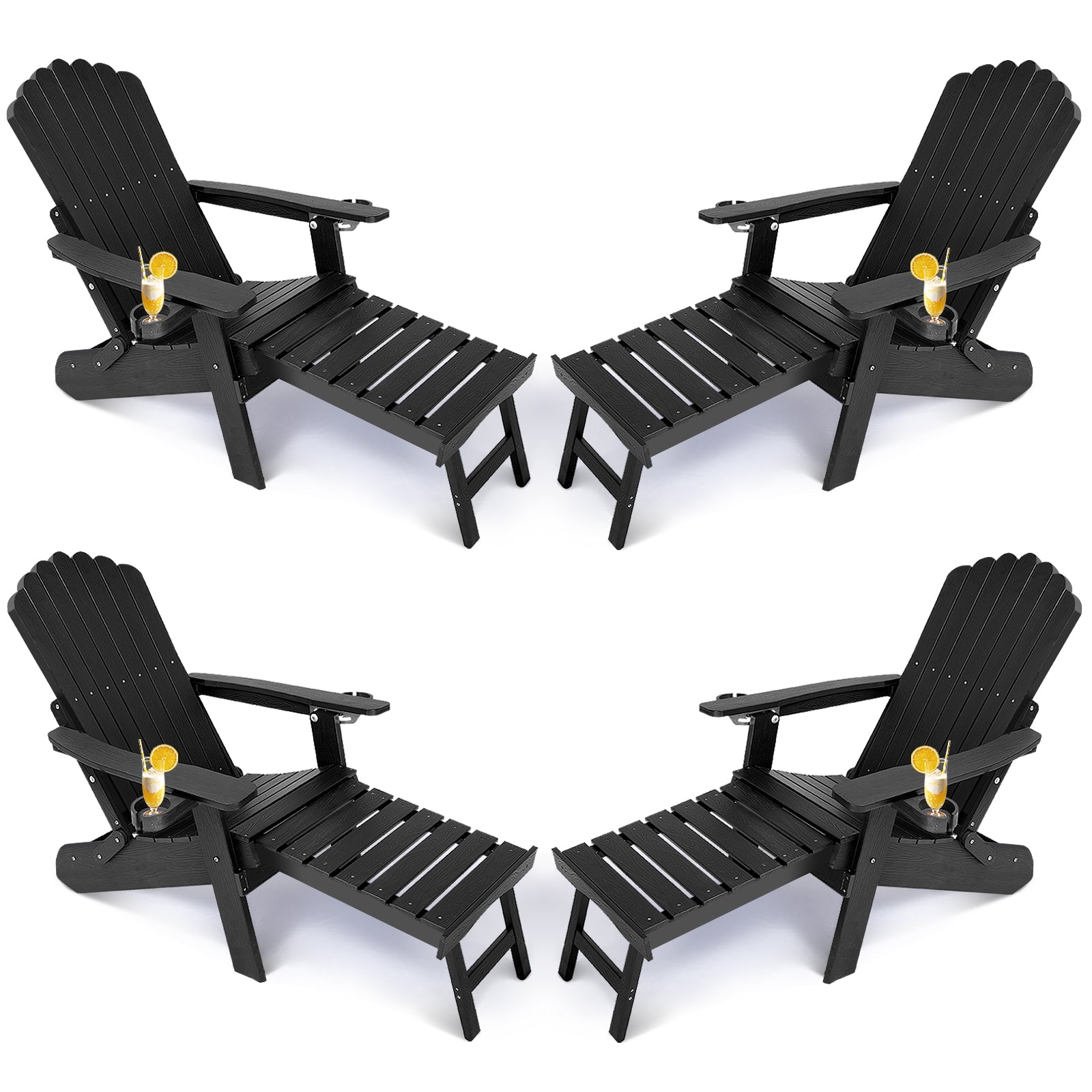 Wingyz Outdoor Adirondack Chair with Footrest, Folding Adjustable Patio Chairs for Outside Lawn Lawn Balcony