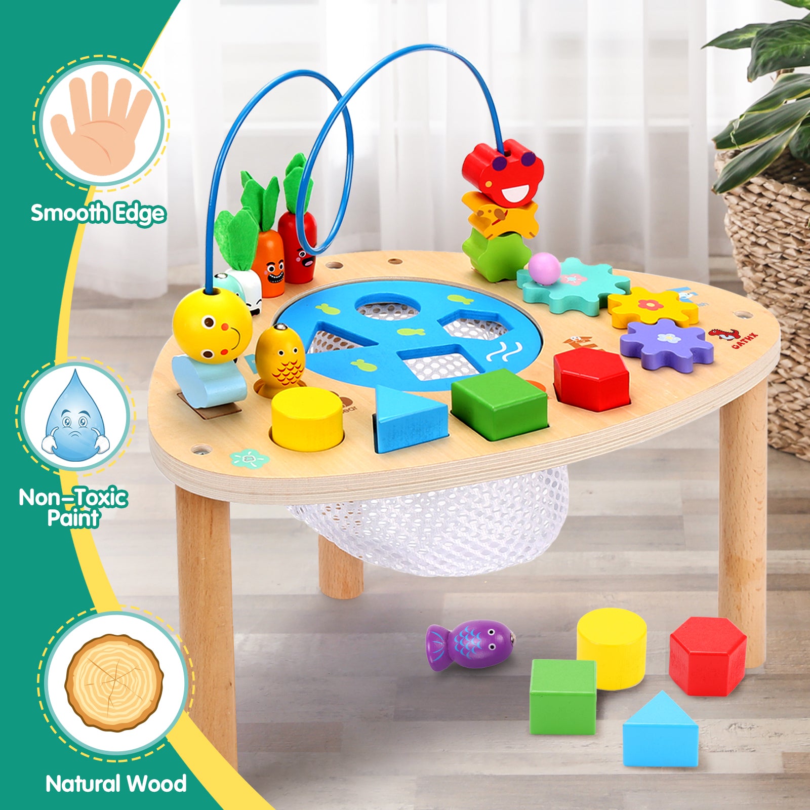 OATHX Baby Activity Table Toys Bead Mazes Board Wood Montessori Education Learn Child Birthday Gifts