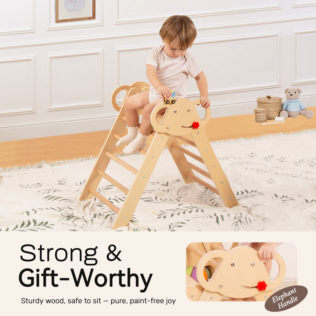 Sweet Time Pikler Triangle Set with Cushion, 8 in 1 Wooden Montessori Climbing Toys, Foldable Indoor Playground Jungle Gym Playsets for Toddler, Baby, Kid