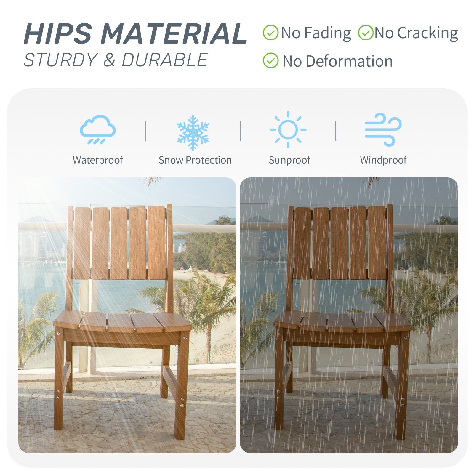 Wingyz 7 Piece Patio Dining Set Outdoor Table and Chairs Furniture Set with Umbrella Hole,Wood Color