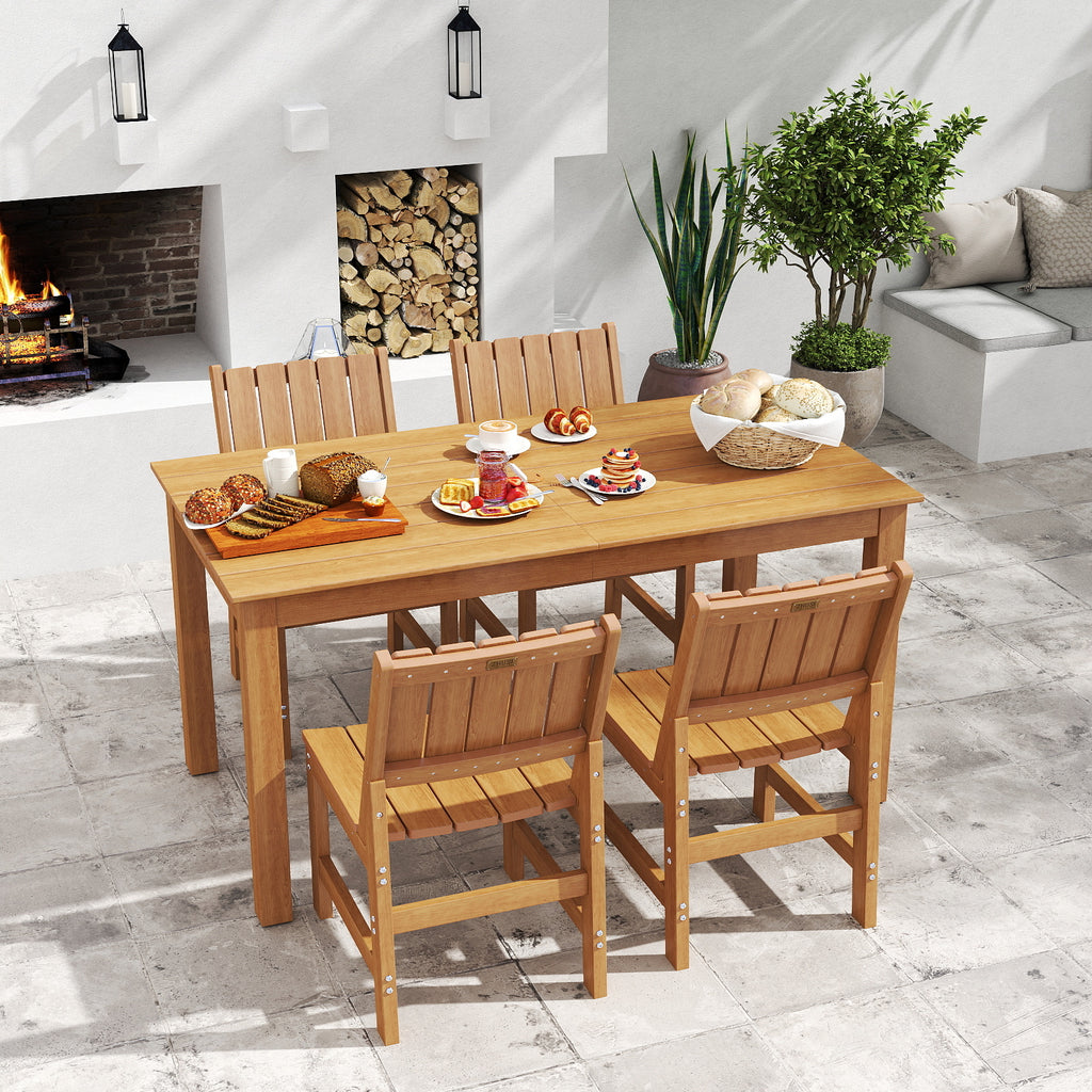 Wingyz Outdoor Dining Table Set for 4, Patio Table with Umbrella Hole and Side Chairs Furniture Set