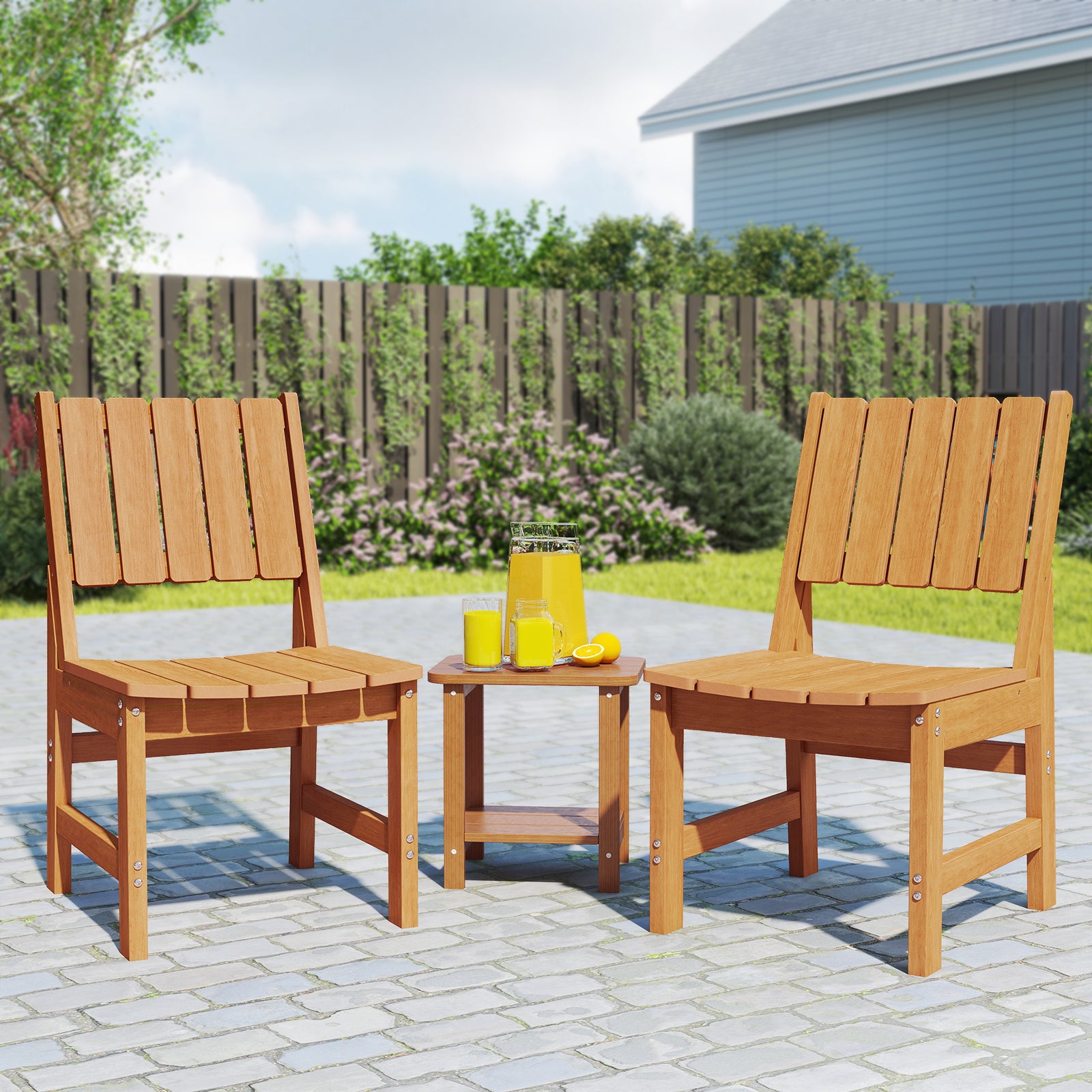 Wingyz Patio Dining Chairs Set of 2 Mid Back Chair for Outdoor Lawn Garden Backyard All Weather Black