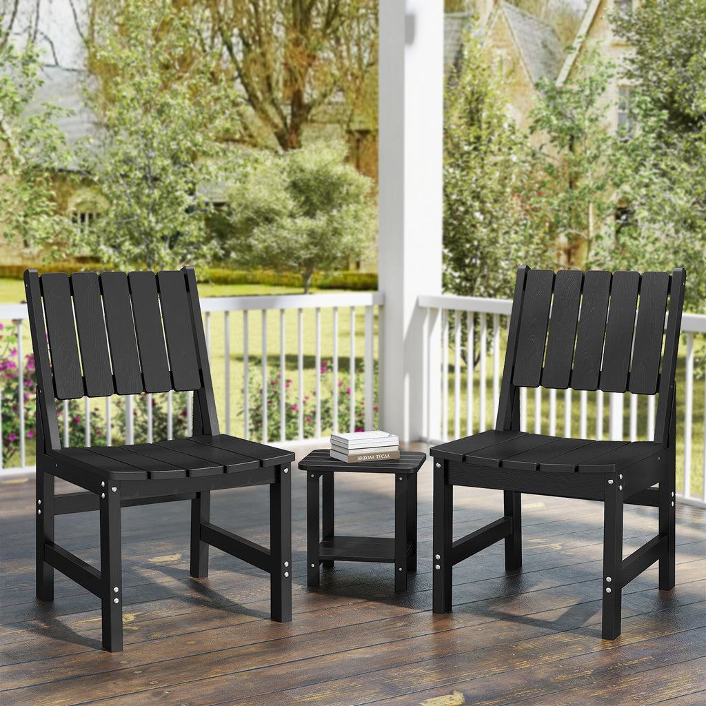Wingyz Patio Dining Chairs Set of 2 Mid Back Chair for Outdoor Lawn Garden Backyard All Weather Black