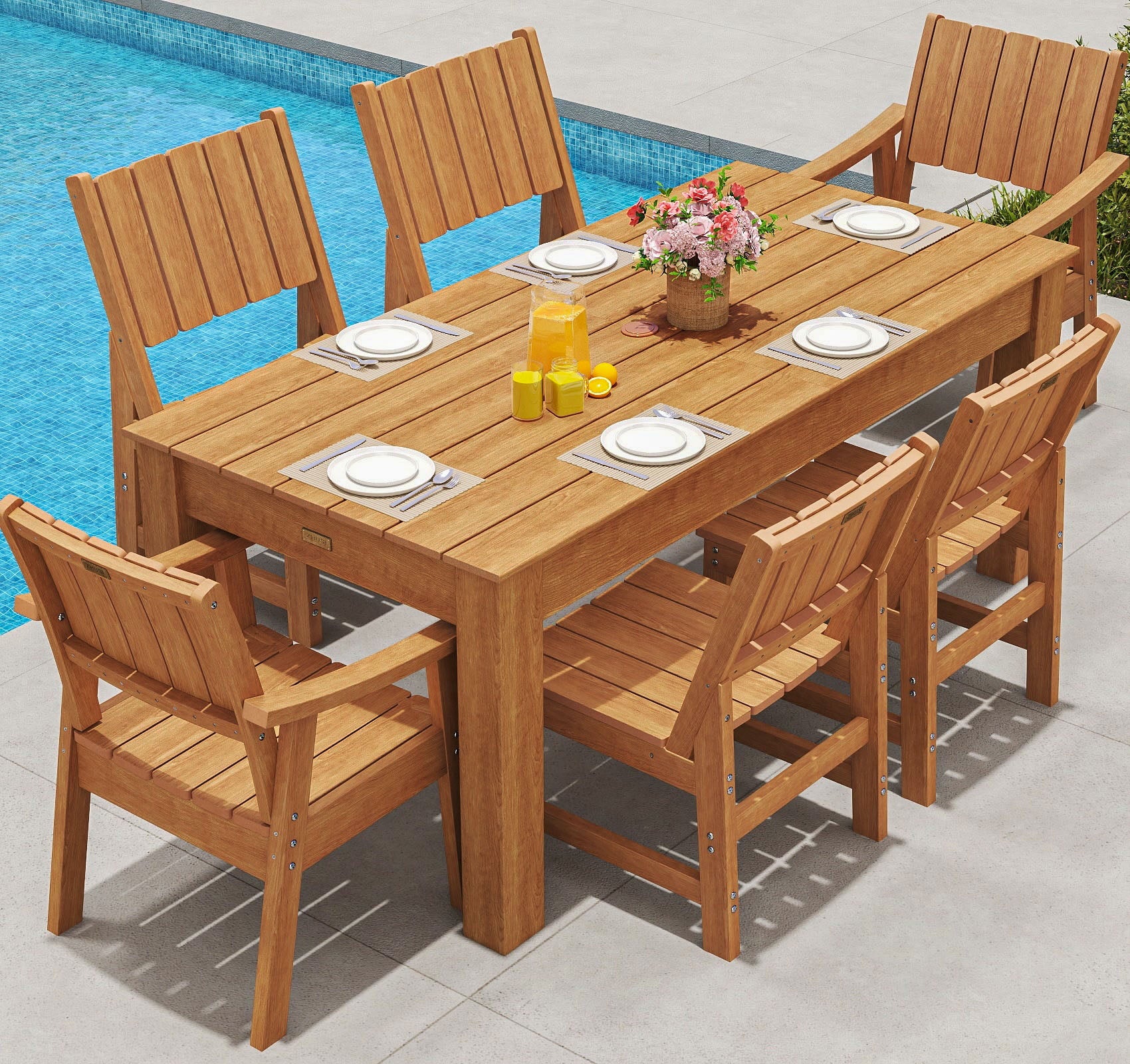 Wingyz 7 Piece Patio Dining Set,Dining Table Set for 6 with Chairs Outdoor Furniture for Lawn Garden