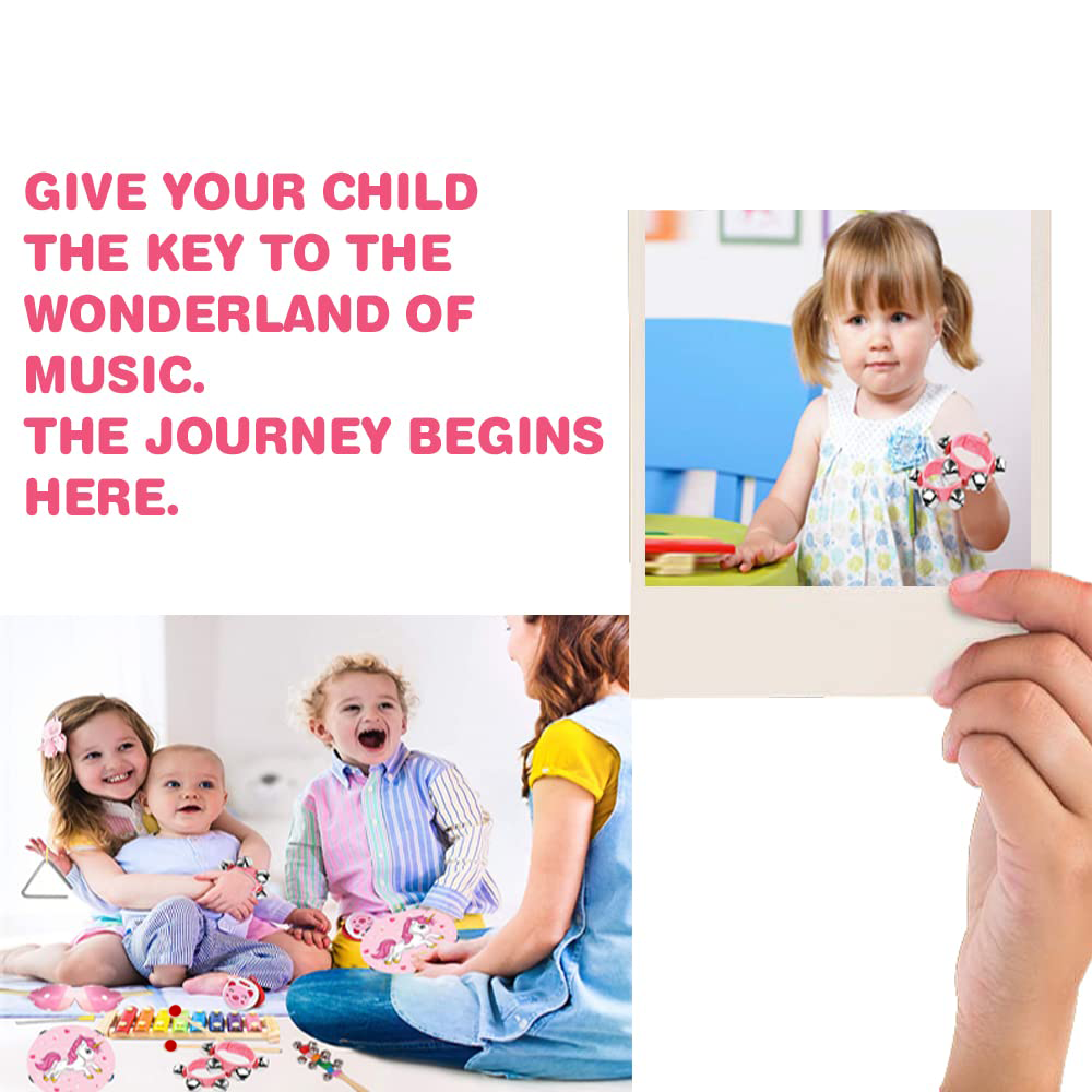 OATHX Music Toys Toddler Learning Toy 12-Piece Wooden Montessori Musical Instrument Set for Kid