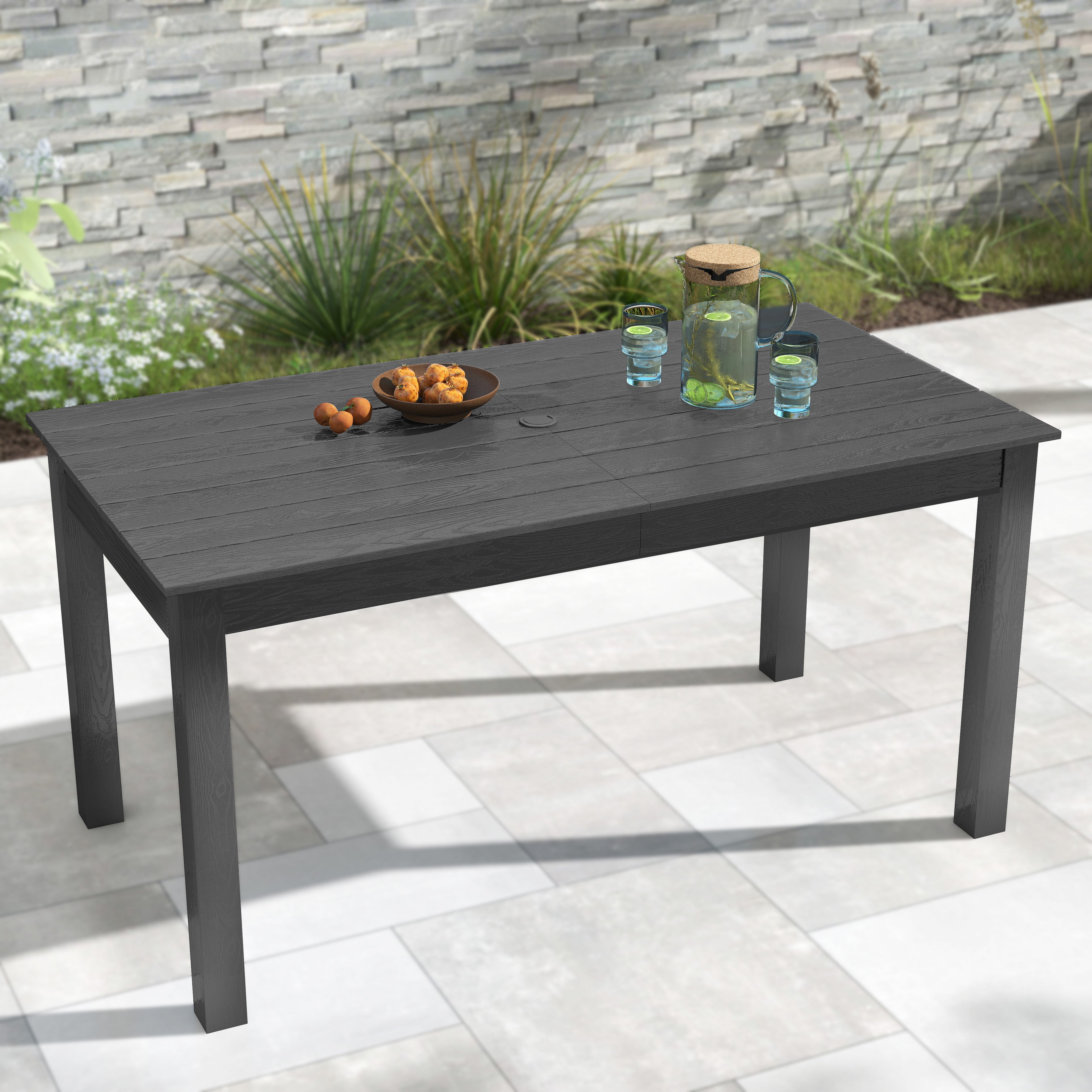 Wingyz Dining Table with Umbrella Hole for Indoor Outside Patio Garden Backyard and Poolside, All Weather, No Chair