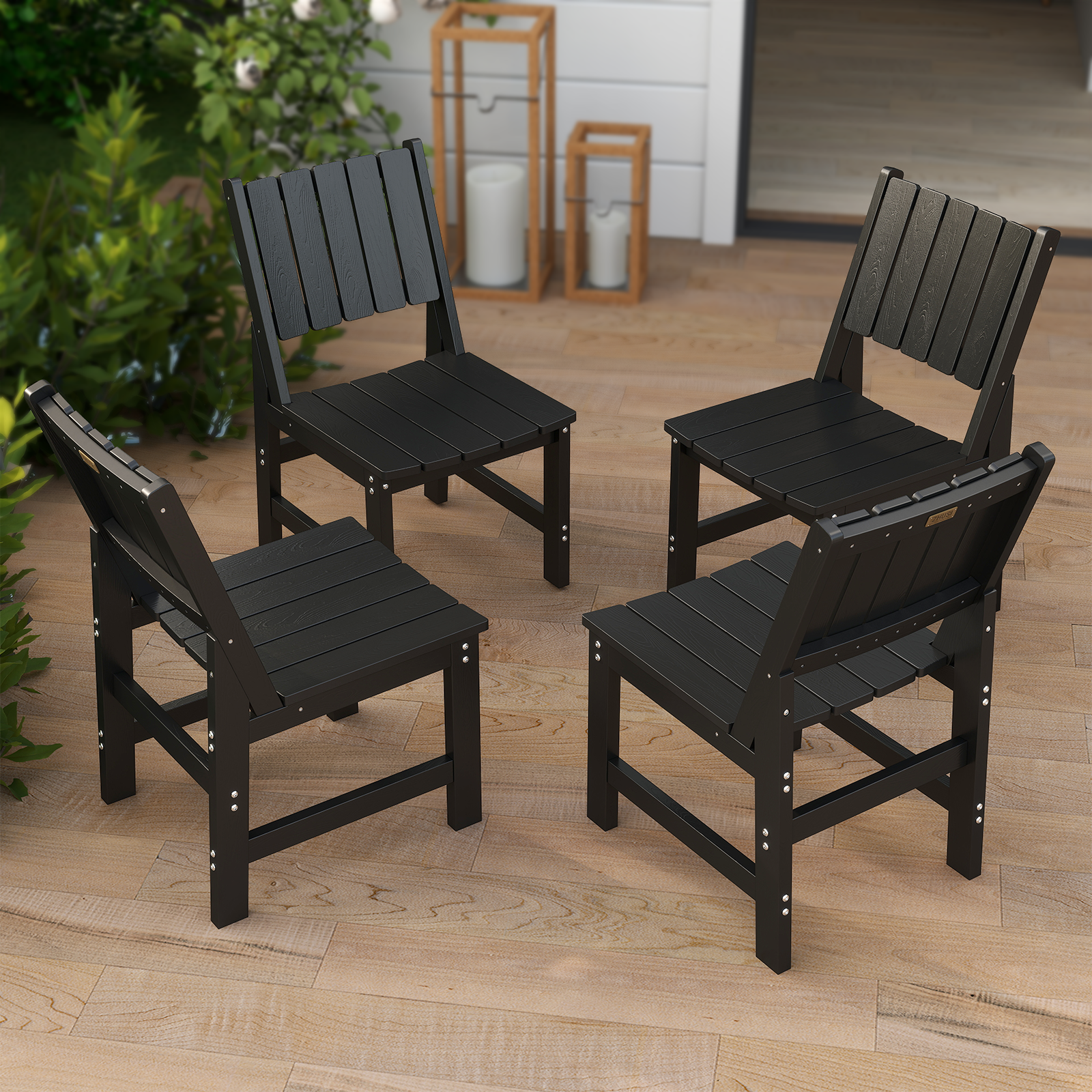 Wingyz Dining Chairs Set of 4 High Back for Outdoor Patio Lawn Garden Backyard,Gray