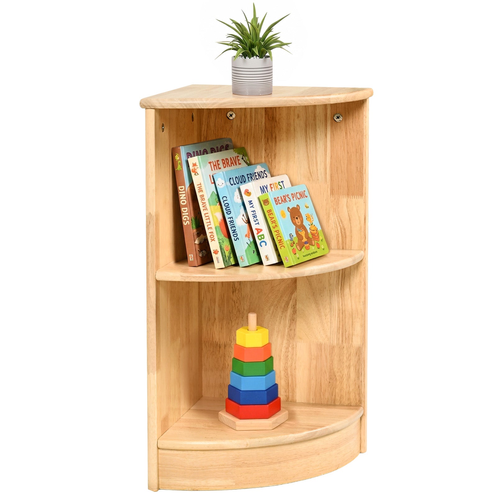 WINGYZ 2-Tier Rubber Wood Corner Cabinet