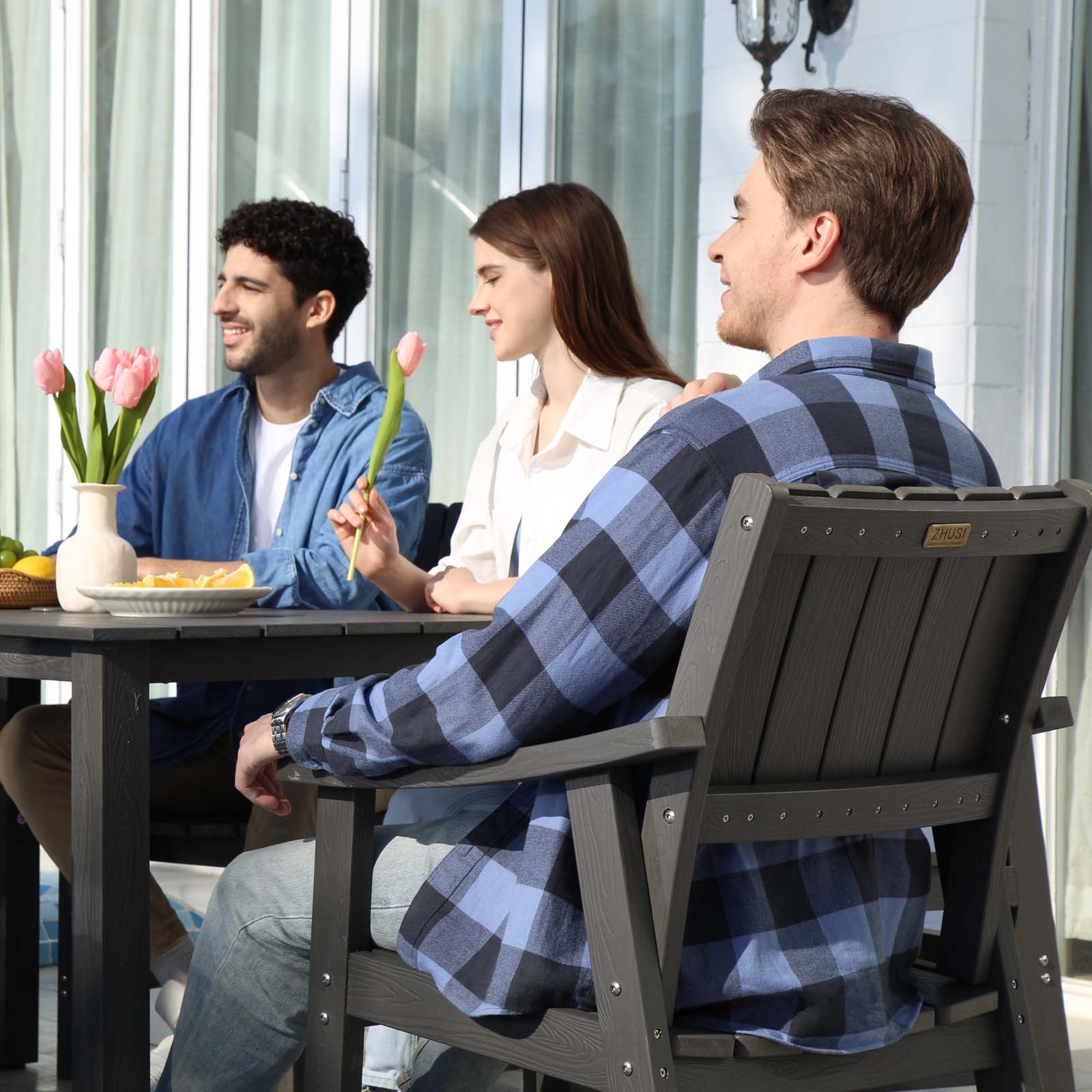 Wingzy 7 Piece Patio Dining Set,All Weather Outdoor Table and Chairs Furniture Set for Lawn Garden Backyard,Gray