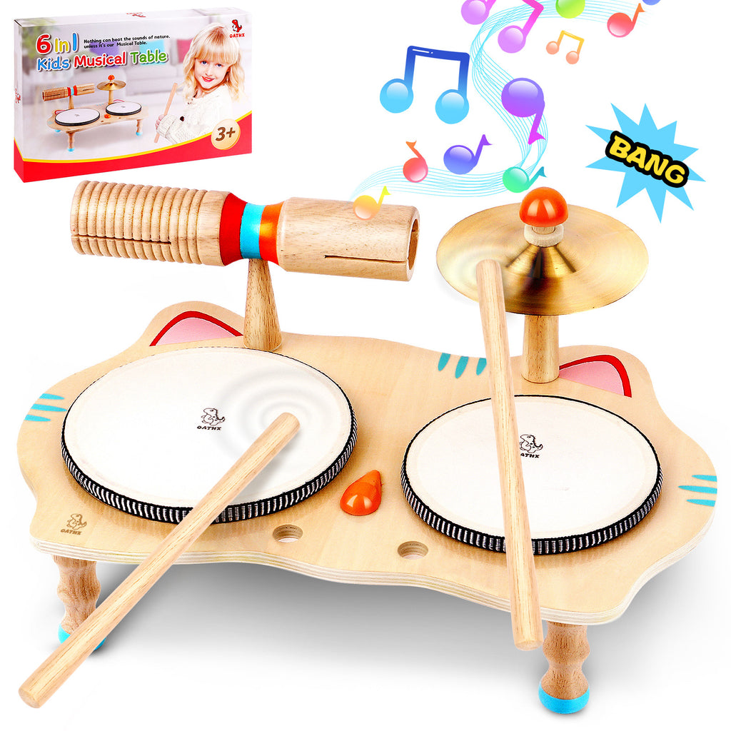 WINYGZ 6-in-1 Wooden Kids Drum Set