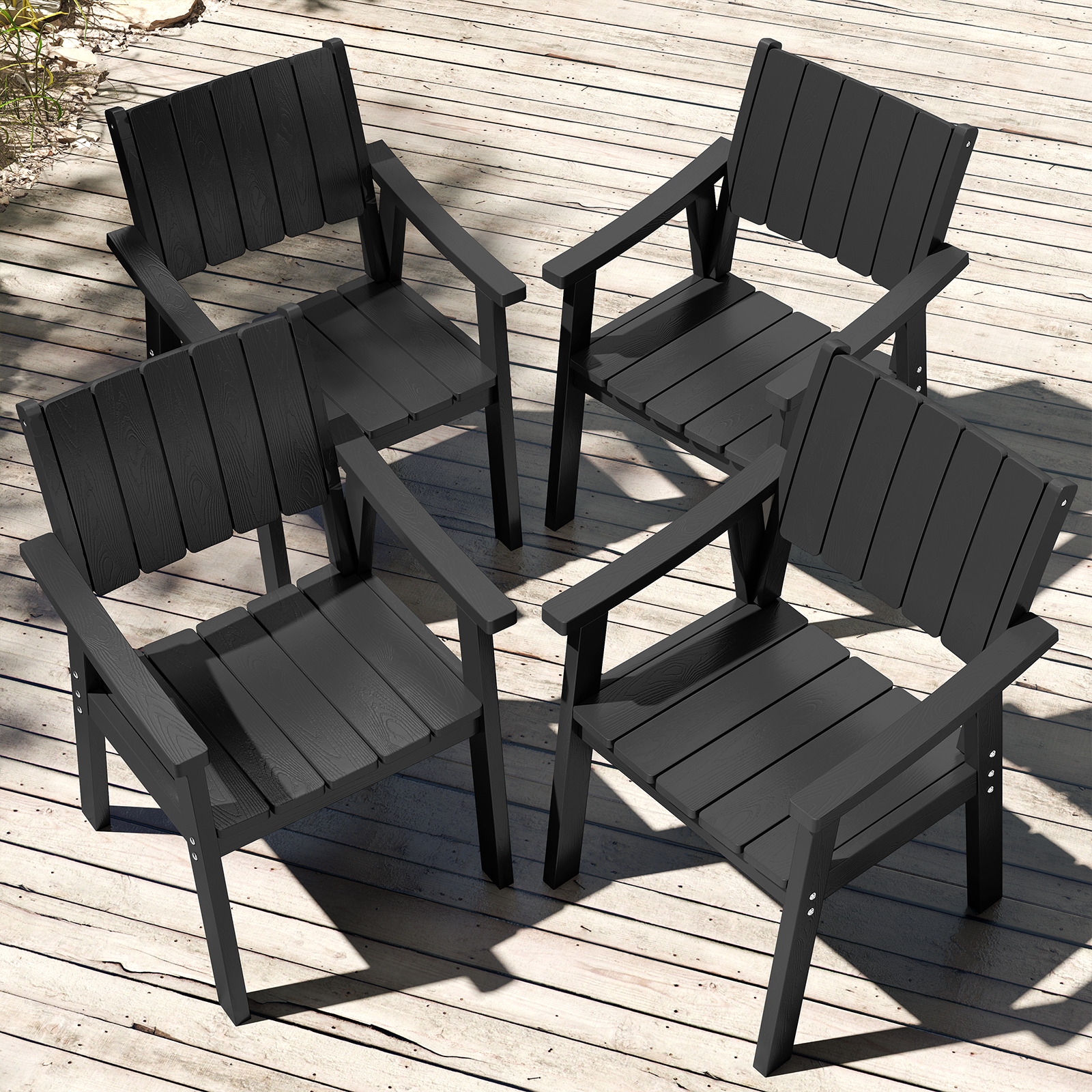 Wingyz Outside Dining Armchairs Set of 4 Patio Chairs for Outdoor Porch Lawn Garden Backyard, Black