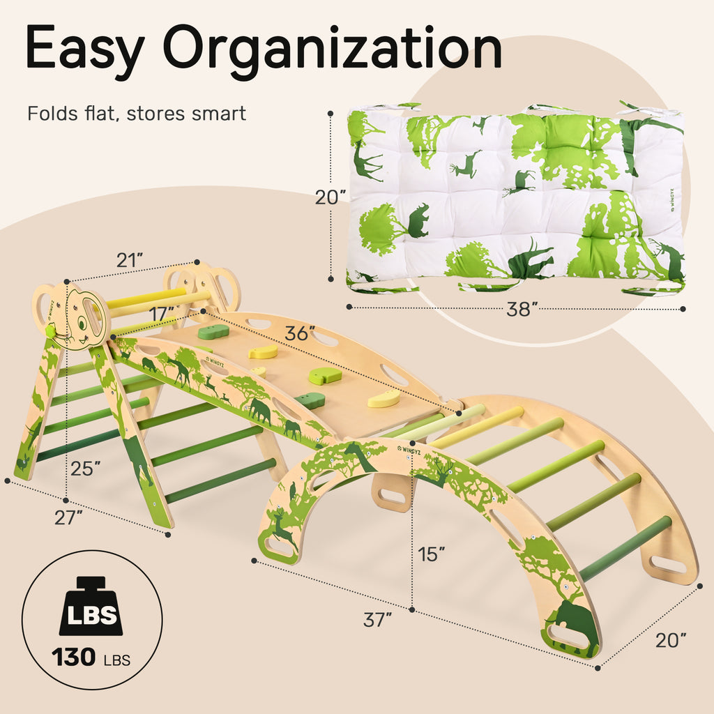 WINGYZ 8-in-1 green Montessori Climbing Set