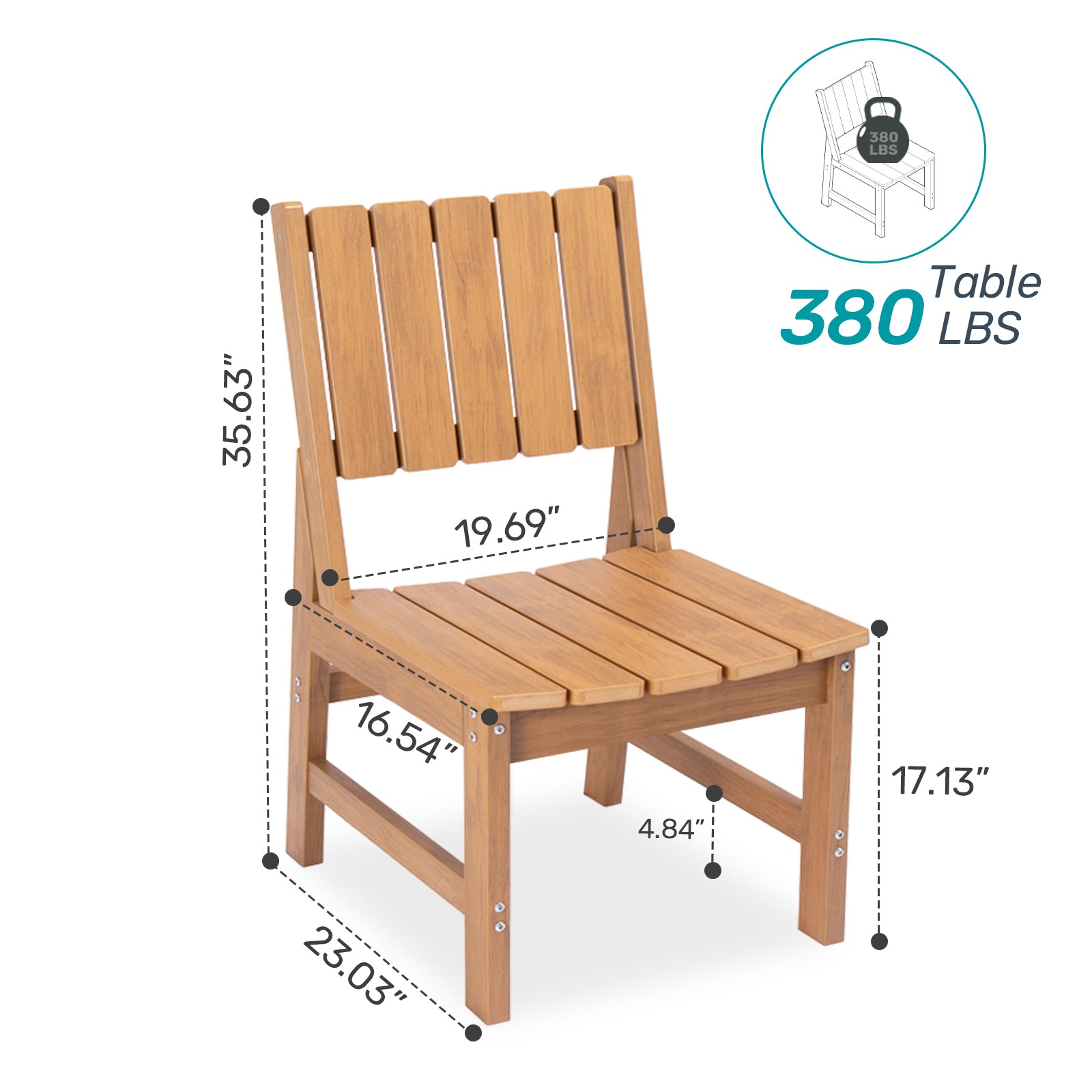 Wingyz 7 Piece Patio Dining Set Outdoor Table and Chairs Furniture Set with Umbrella Hole,Wood Color
