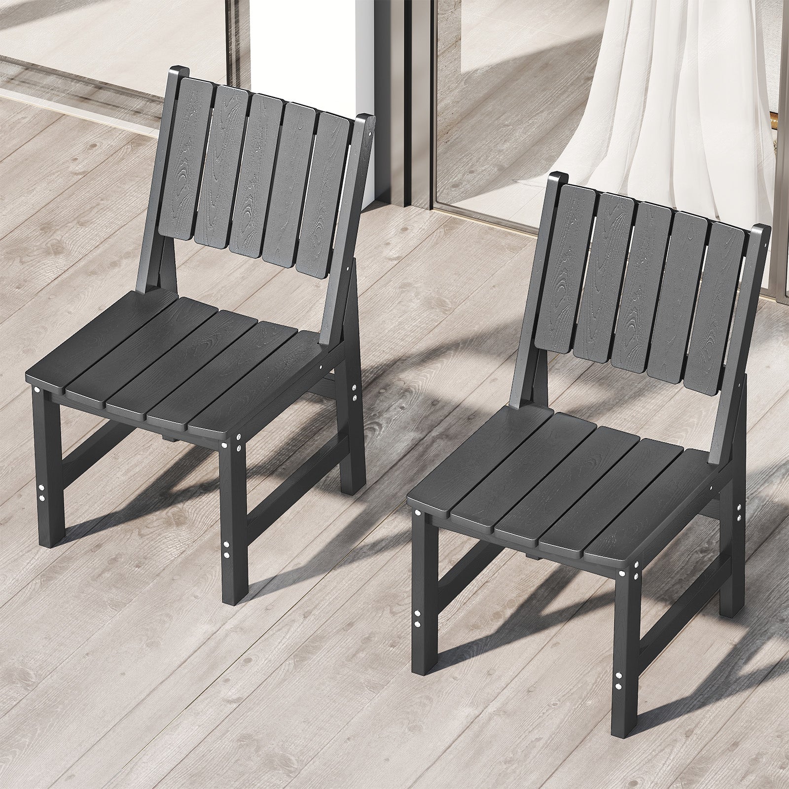 Wingyz Patio Dining Chairs Set of 2 Mid Back Chair for Outdoor Lawn Garden Backyard All Weather Black