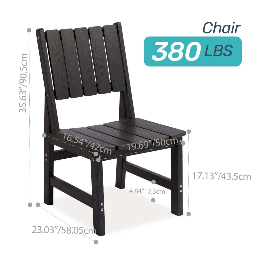 Wingyz Patio Dining Chairs Set of 2 Mid Back Chair for Outdoor Lawn Garden Backyard All Weather Black