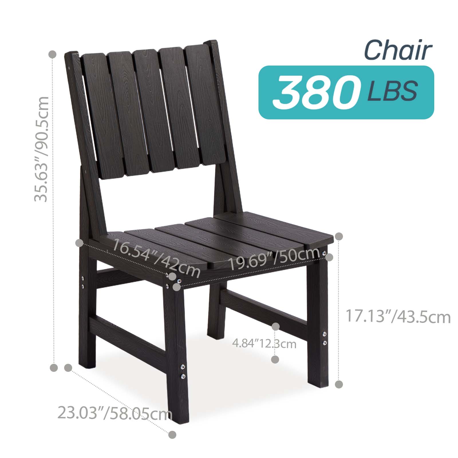 Wingyz Patio Dining Chairs Set of 2 Mid Back Chair for Outdoor Lawn Garden Backyard All Weather Black