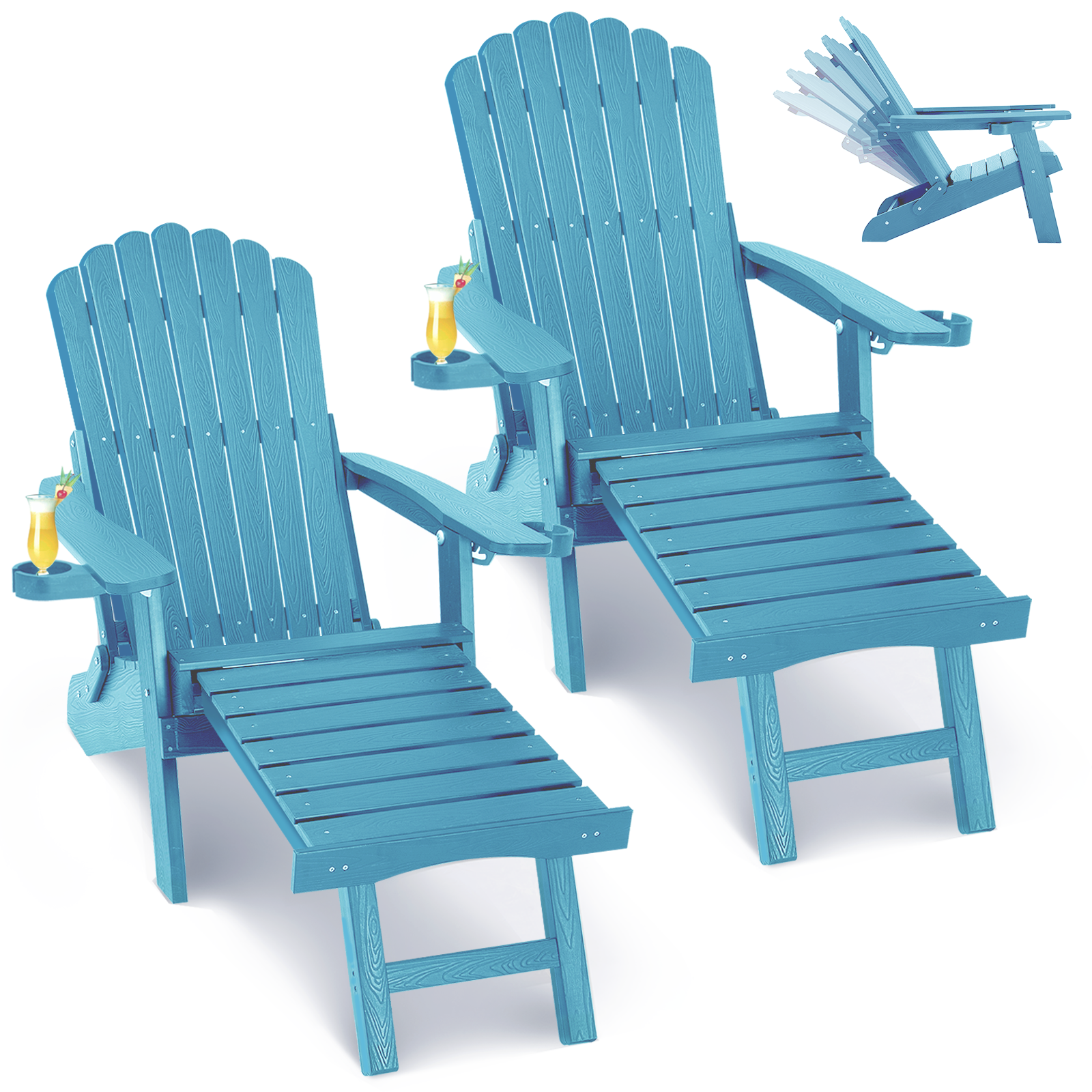 Wingyz Outdoor Adirondack Chair with Footrest, Folding Adjustable Patio Chairs for Outside Lawn Lawn Balcony