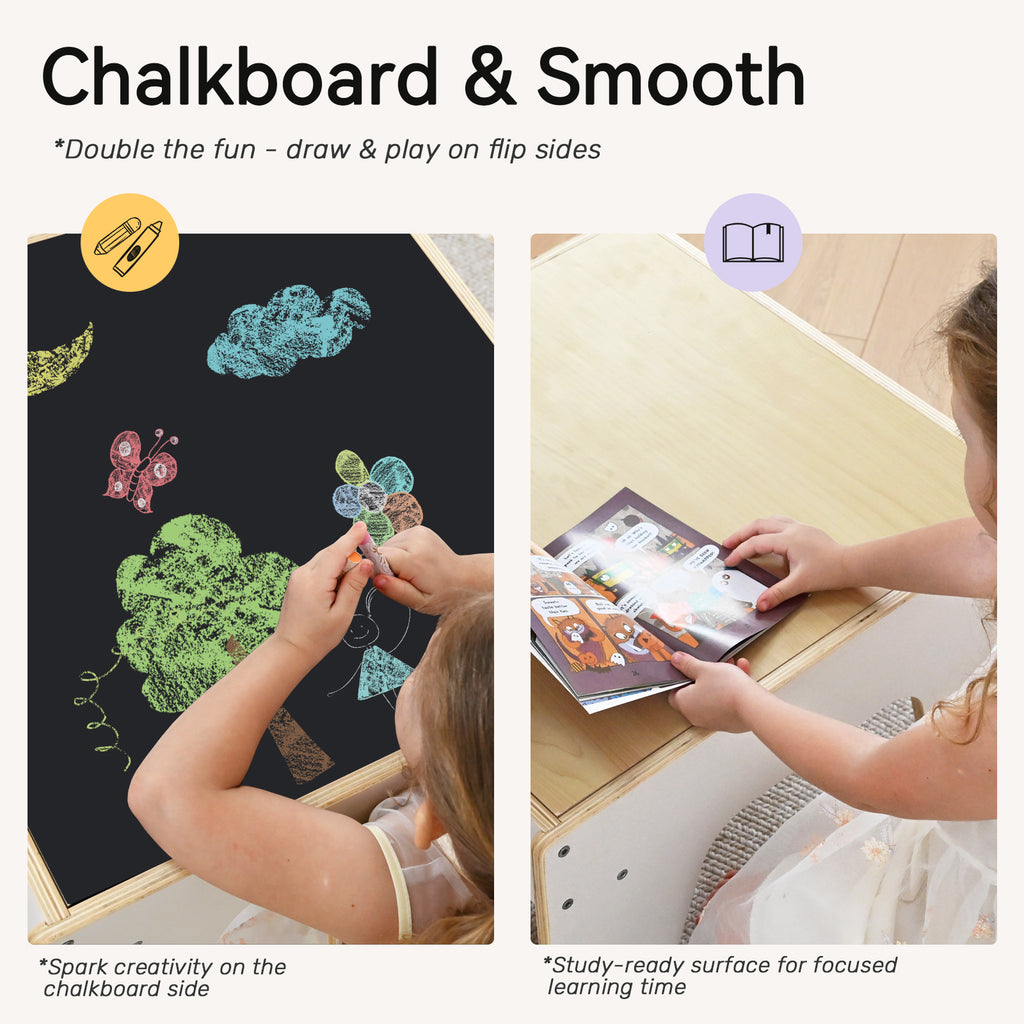 Sweet Time Kids Activity Table with Bricks Plate Wooden Storage Sensory Tables Art Desk for Toddlers