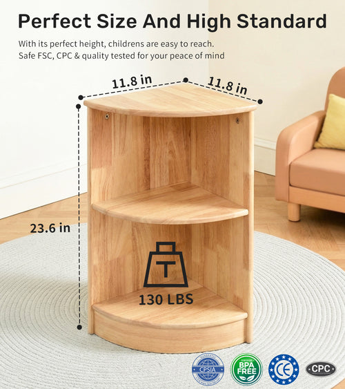 WINGYZ 2-Tier Rubber Wood Corner Cabinet