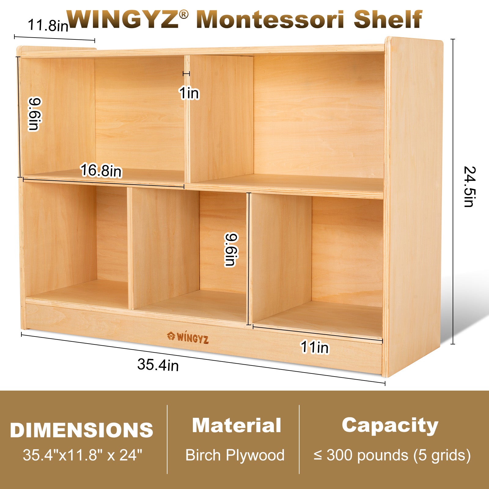 WINGYZ 5-Section Wooden Cabinet - 35.4" L