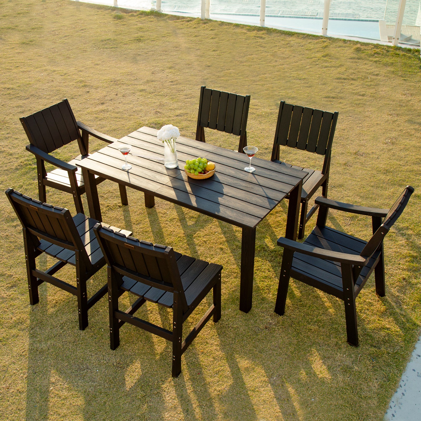 Wingyz Dining Table with Umbrella Hole for Indoor Outside Patio Garden Backyard and Poolside, All Weather, No Chair