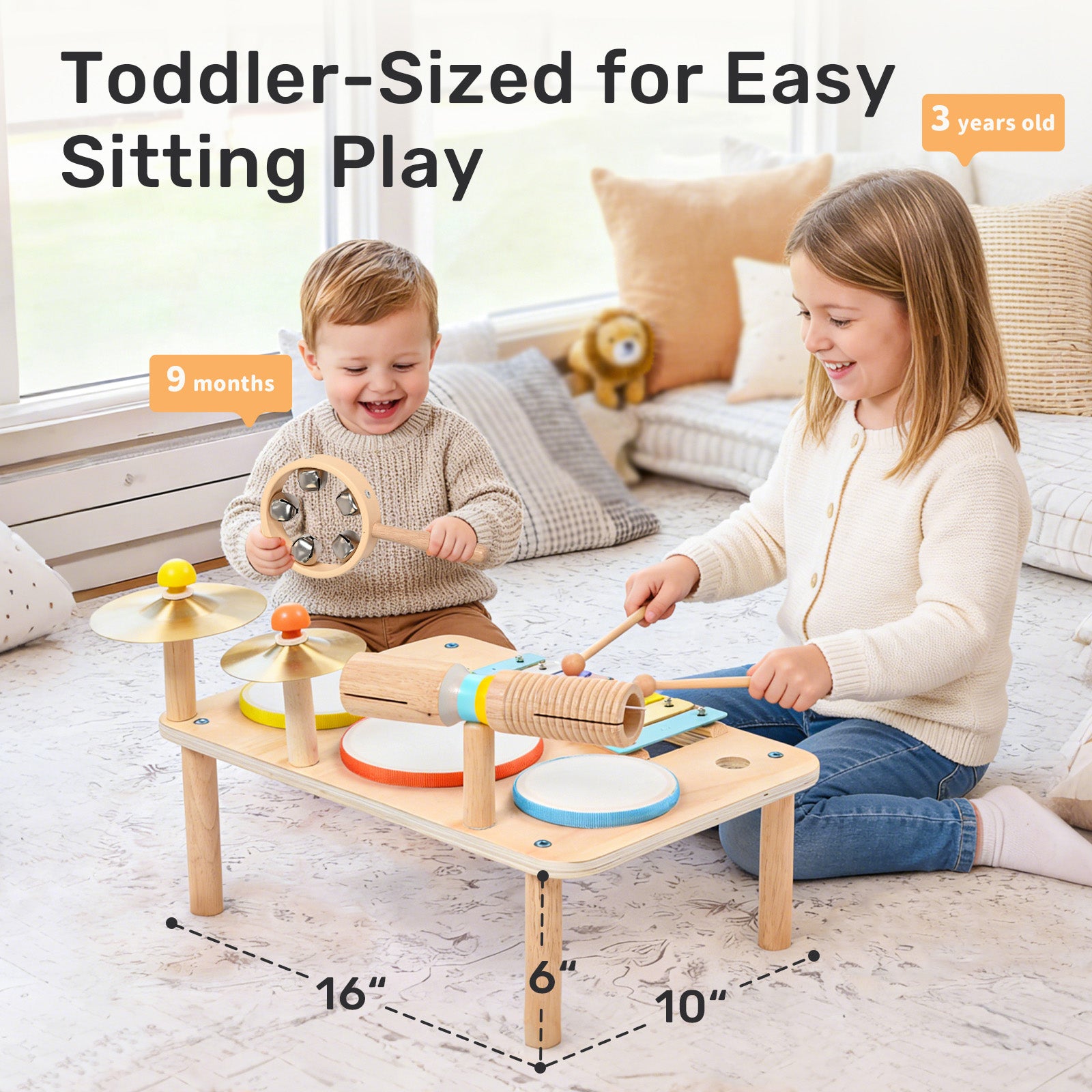 WINGYZ 9-in-1 Kids Wooden Drum Set