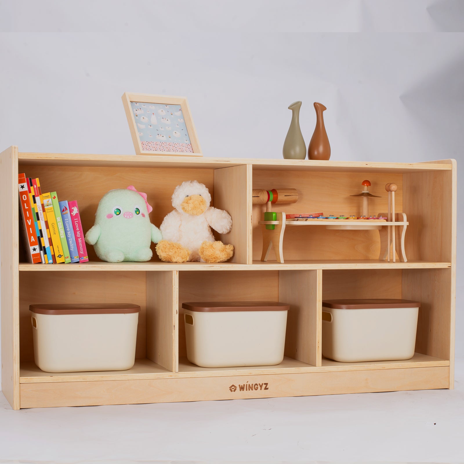 Sweet Time Montessori Bookshelf Storage Organizer Book Shelf for Child Playroom Preschool Classroom