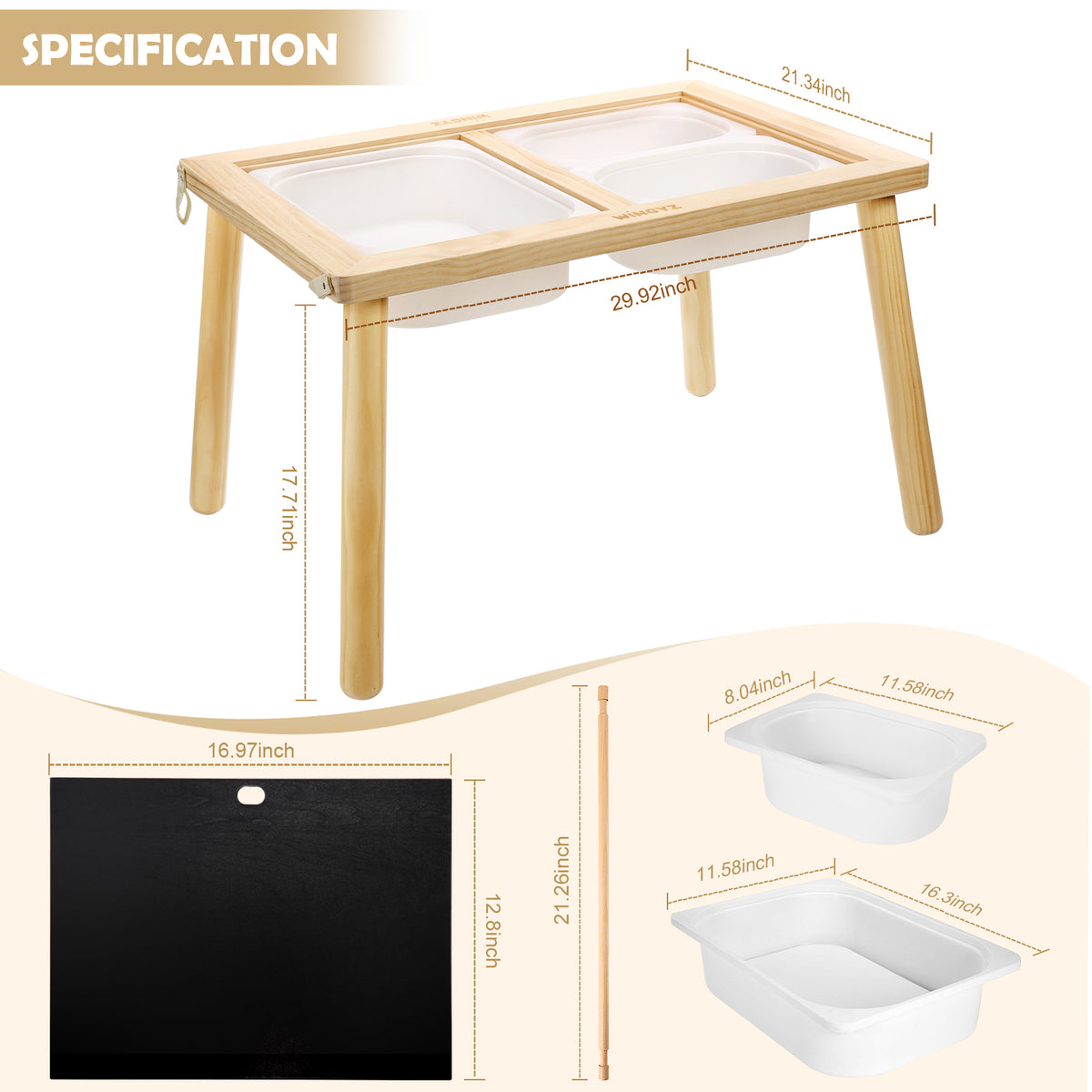 WINGYZ Sensory Table for Toddlers, Kids Table with 3 Storage Bins FSC Safe Sand Water Table Graffiti Tabletop, Kids Art Table with Paper Holder, Toddler Activity Table for Play Study Storage 1-8 Gifts