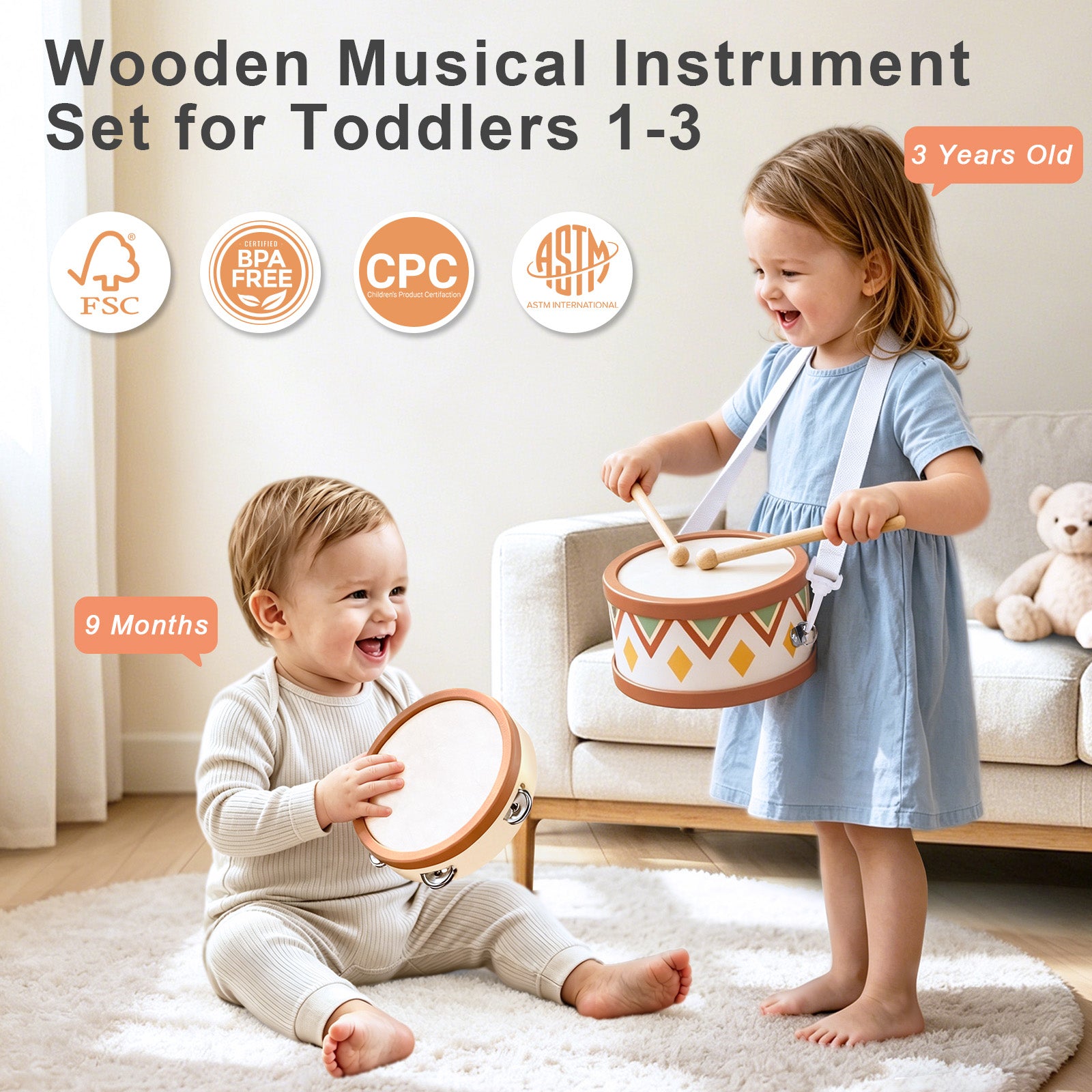 WINGYZ Kids Wooden Musical Instrument Set
