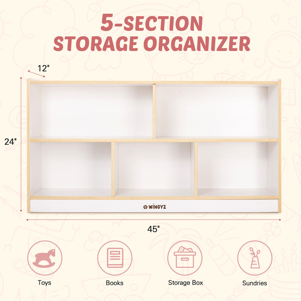 WINGYZ 5-Compartmen Toy Storage Organizer - White