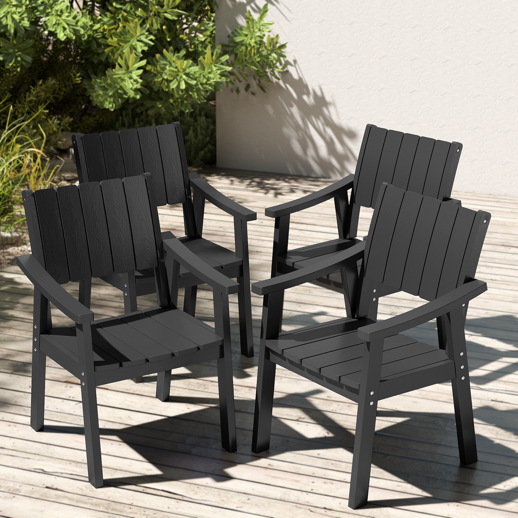 Wingyz Outside Dining Armchairs Set of 4 Patio Chairs for Outdoor Porch Lawn Garden Backyard, Black