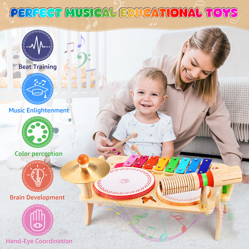 Wingyz 7-in-1 Wooden Kids Drum Set