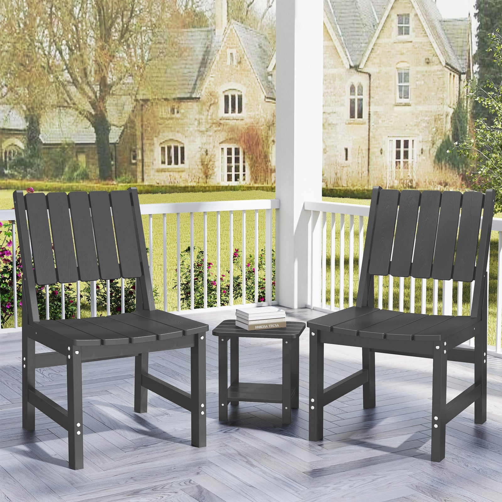 Wingyz Dining Chairs Set of 4 High Back for Outdoor Patio Lawn Garden Backyard,Gray