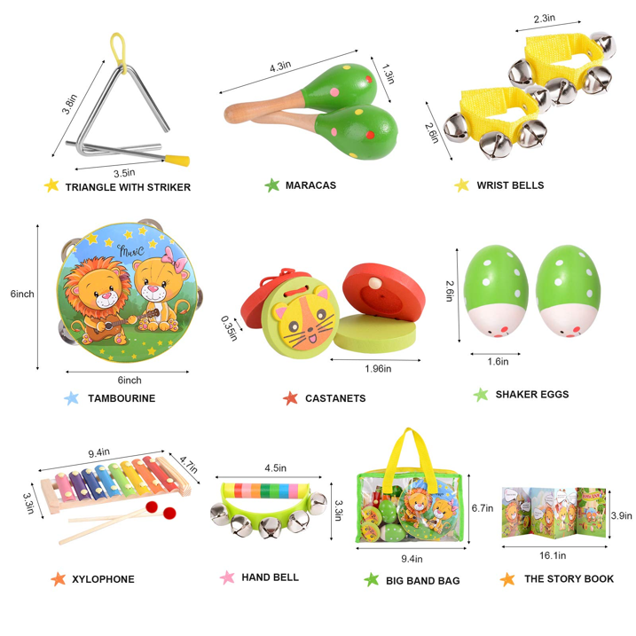 OATHX Baby Music Toys Child Educational Wooden Musical Instruments for Kids Birthday Toddler Toy