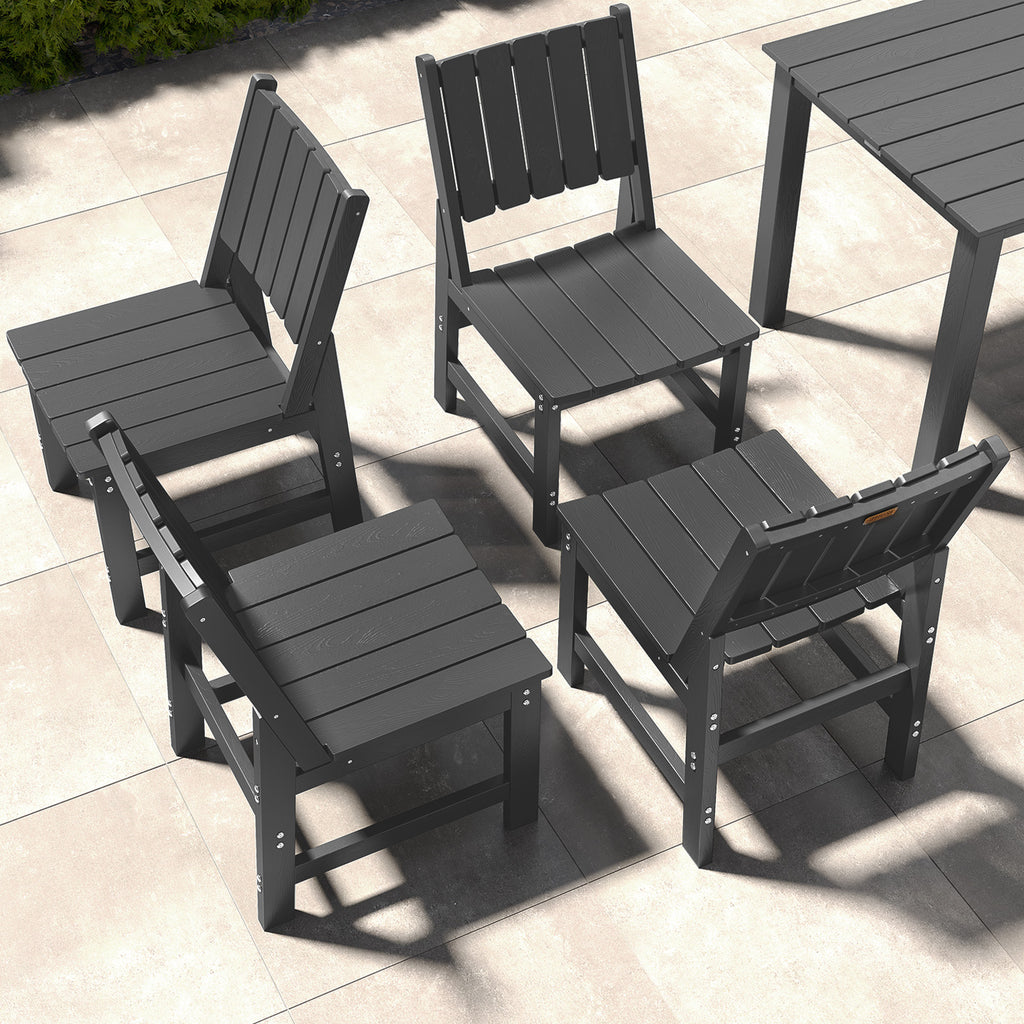 Wingyz Dining Chairs Set of 4 High Back for Outdoor Patio Lawn Garden Backyard,Gray