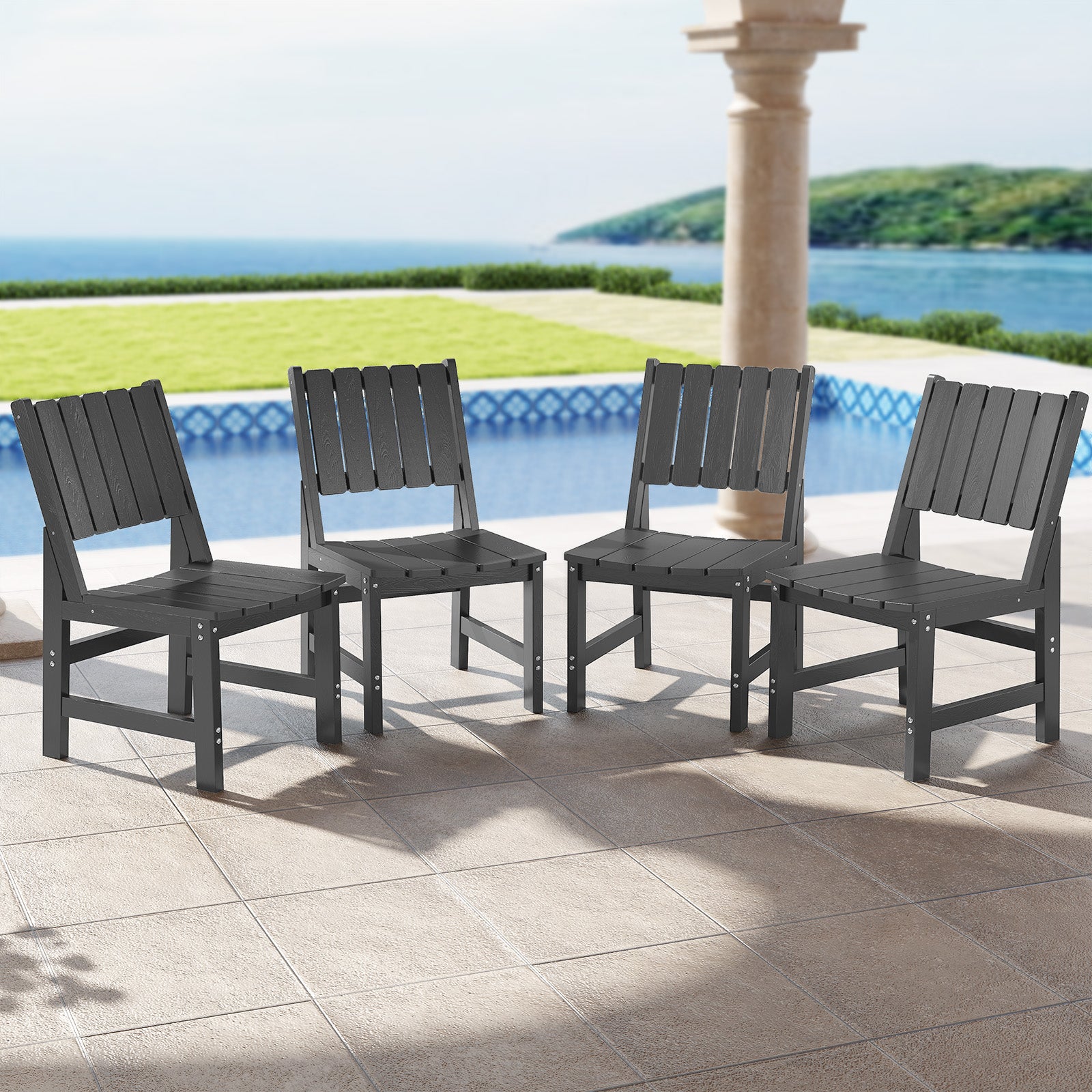 Wingyz Dining Chairs Set of 4 High Back for Outdoor Patio Lawn Garden Backyard,Gray