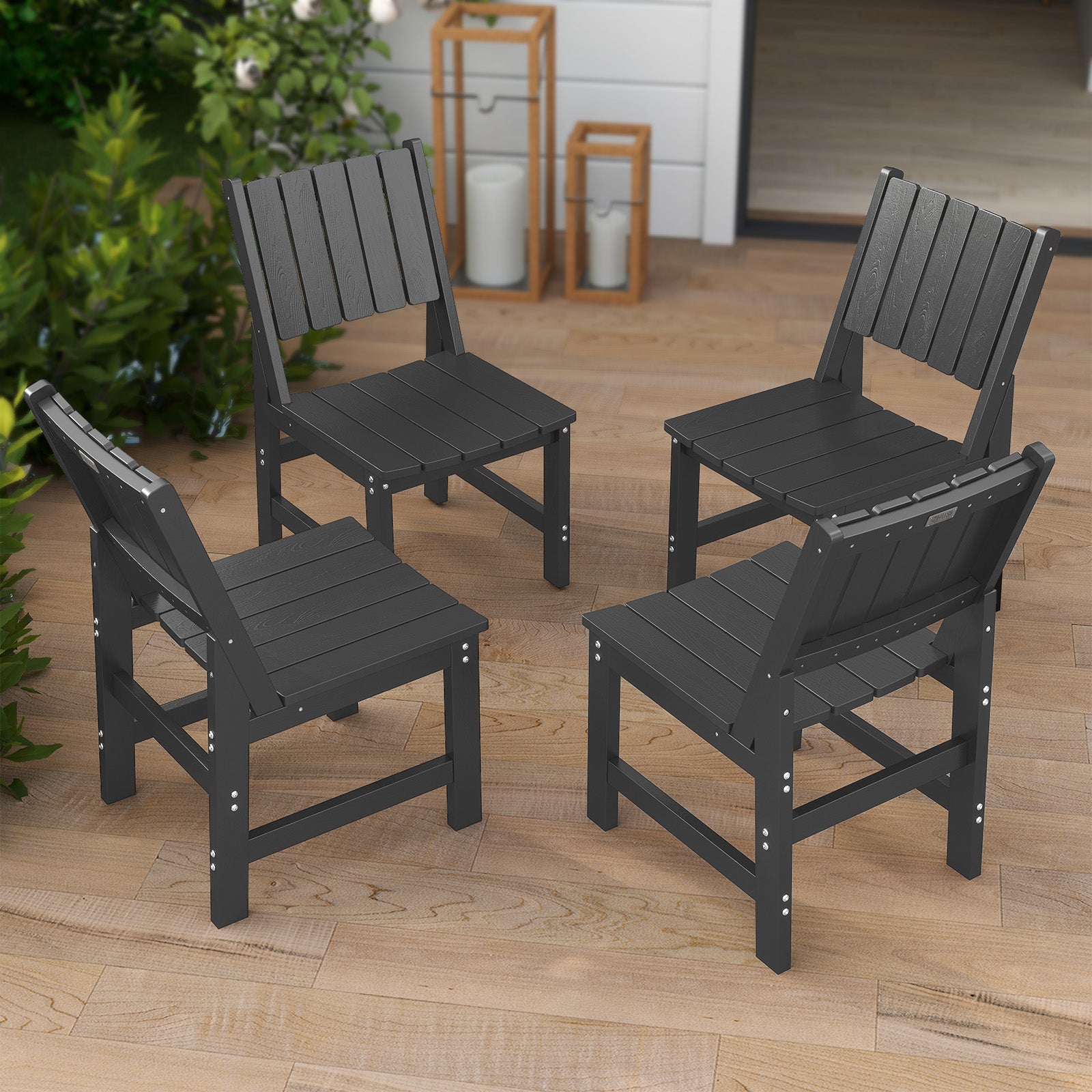 Wingyz Dining Chairs Set of 4 High Back for Outdoor Patio Lawn Garden Backyard,Gray