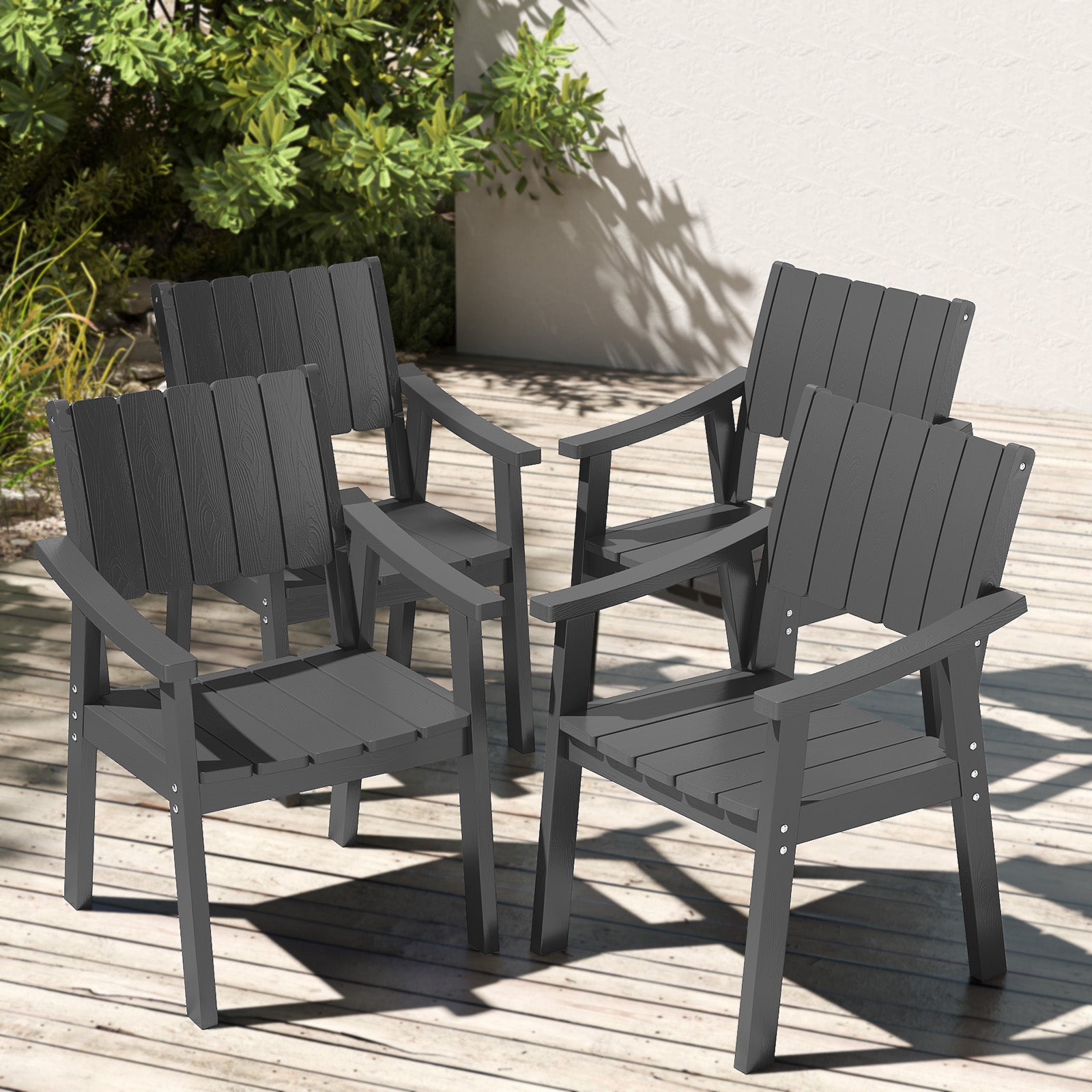 Wingyz Outside Dining Armchairs Set of 4 Patio Chairs for Outdoor Porch Lawn Garden Backyard, Black