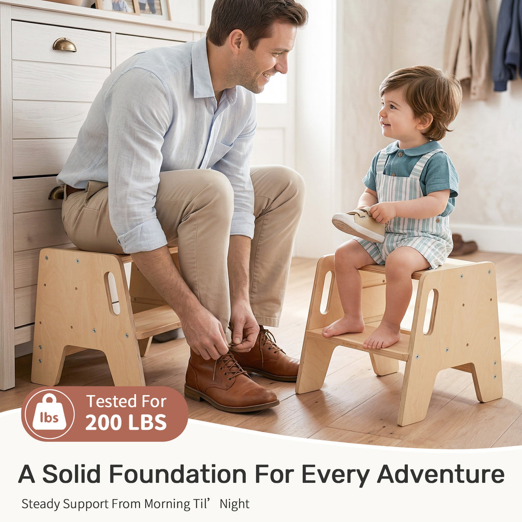 WINGYZ 3-Height Adjustable Wooden Step Stool
